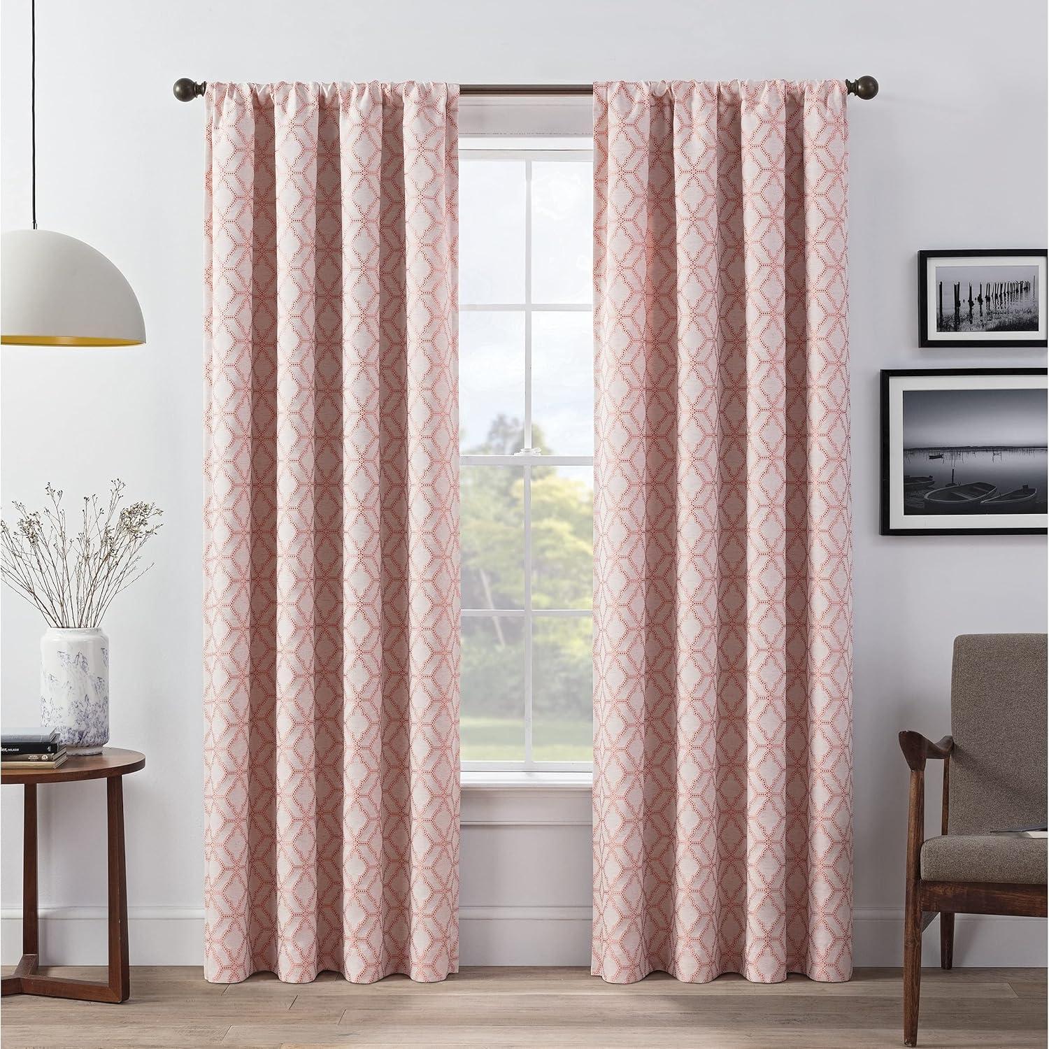 Coral Blackout Linen Texture Rod Pocket Window Panels, 52" x 84"