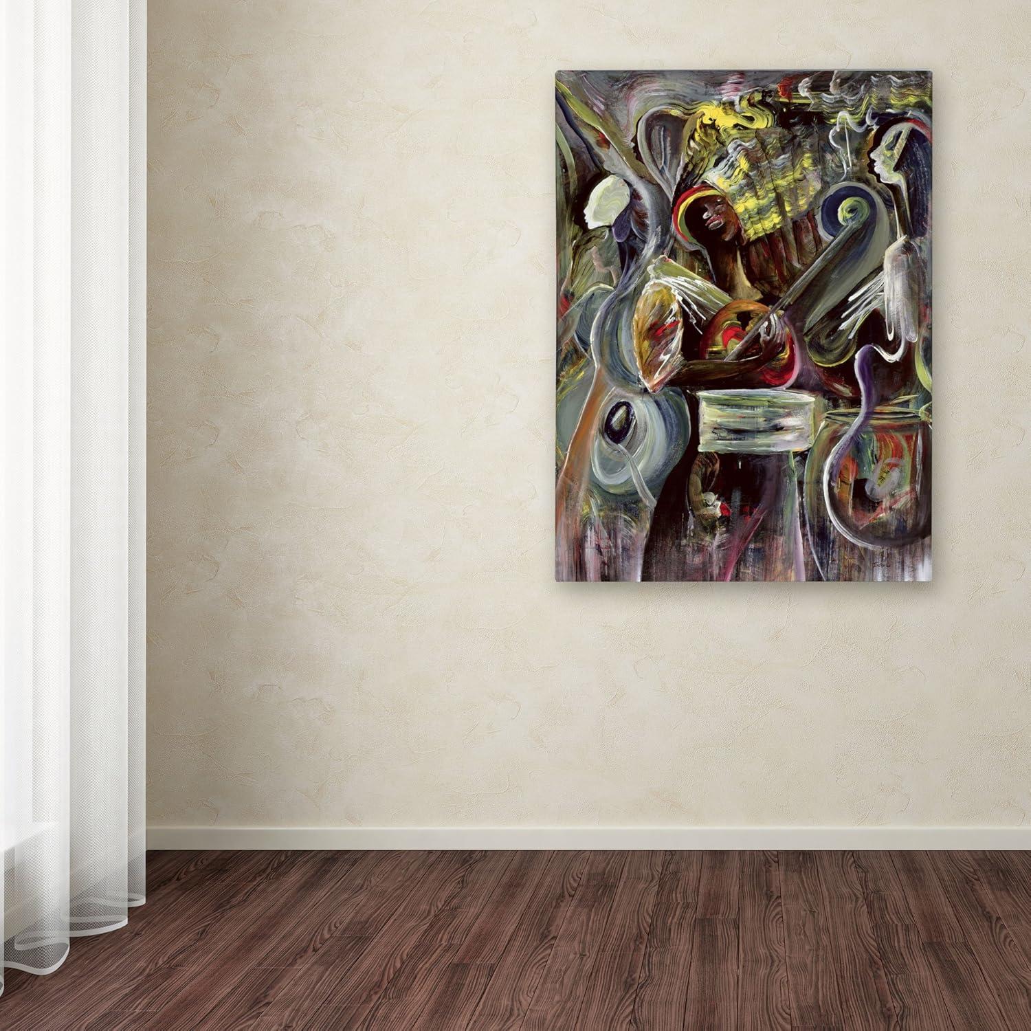 Abstract Multicolor Canvas Art with Guitar Player