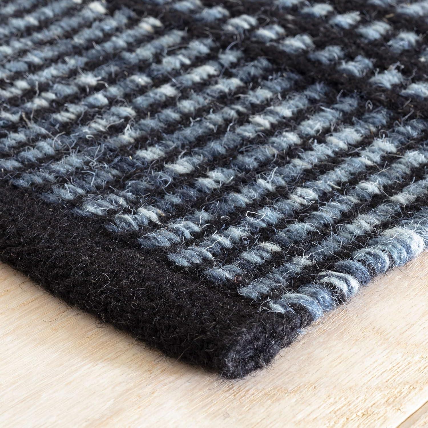 Malta Striped Handmade Handwoven Navy/Black Area Rug