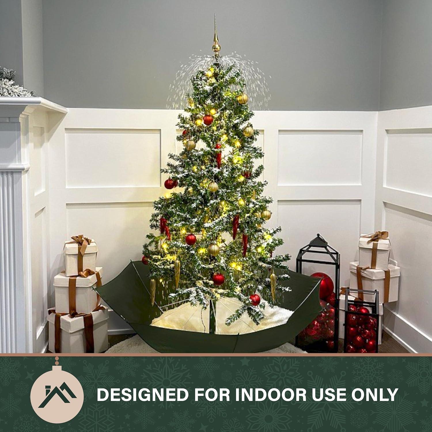 Fraser Hill Farm 67-In. Musical Prelit Snowing Christmas Tree with Green Umbrella Base