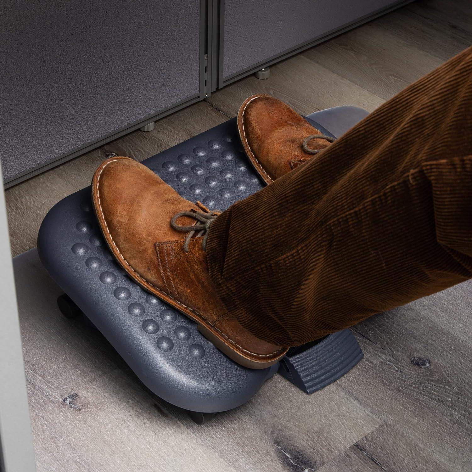 Mind Reader Foot Rest, Under Desk at Work, Ergonomic, Height Adjustable, Office, Plastic, 18"L x 13.5"W x 6.5"H