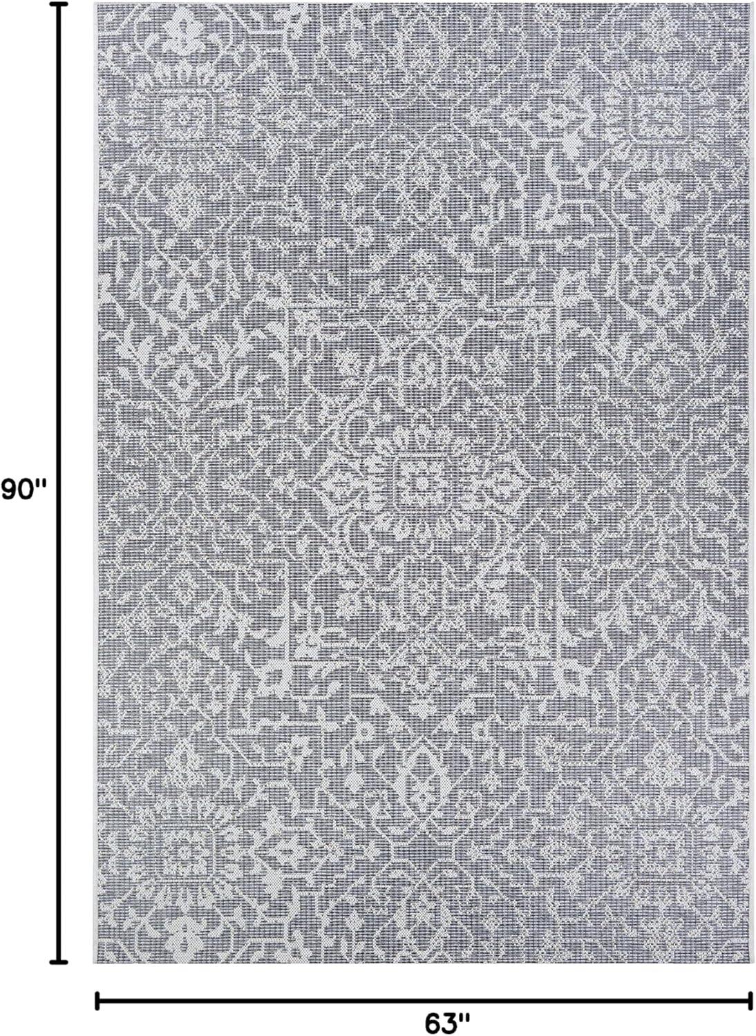 Couristan Monte Carlo Palmette Indoor/Outdoor Area Rug, 5'3" x 7'6", Grey-Ivory