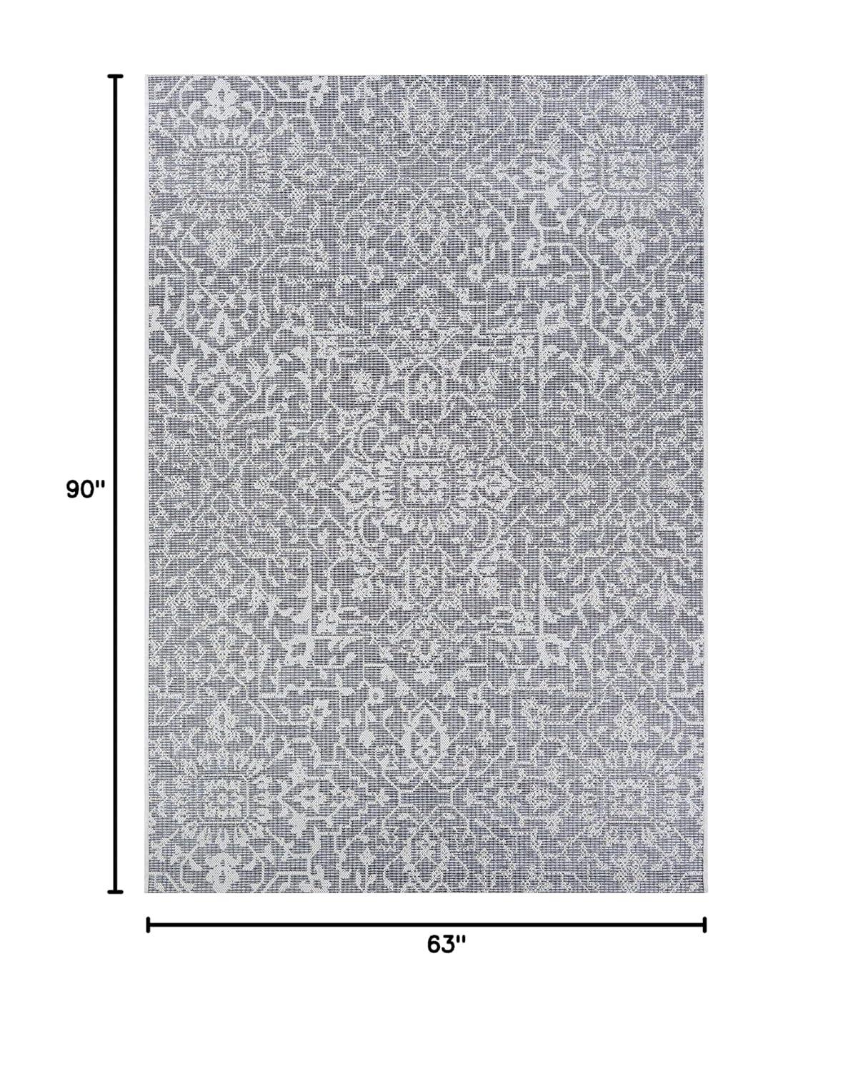 Couristan Monte Carlo Palmette Indoor/Outdoor Area Rug, 5'3" x 7'6", Grey-Ivory