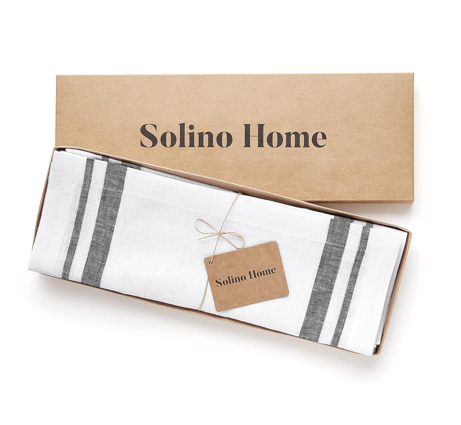 Solino Home French Stripe - 100% Pure Linen Placemats (Set of 4)