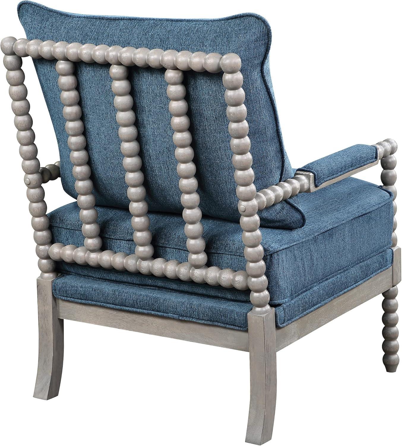 Brushed Gray Farmhouse Accent Chair with Padded Armrests