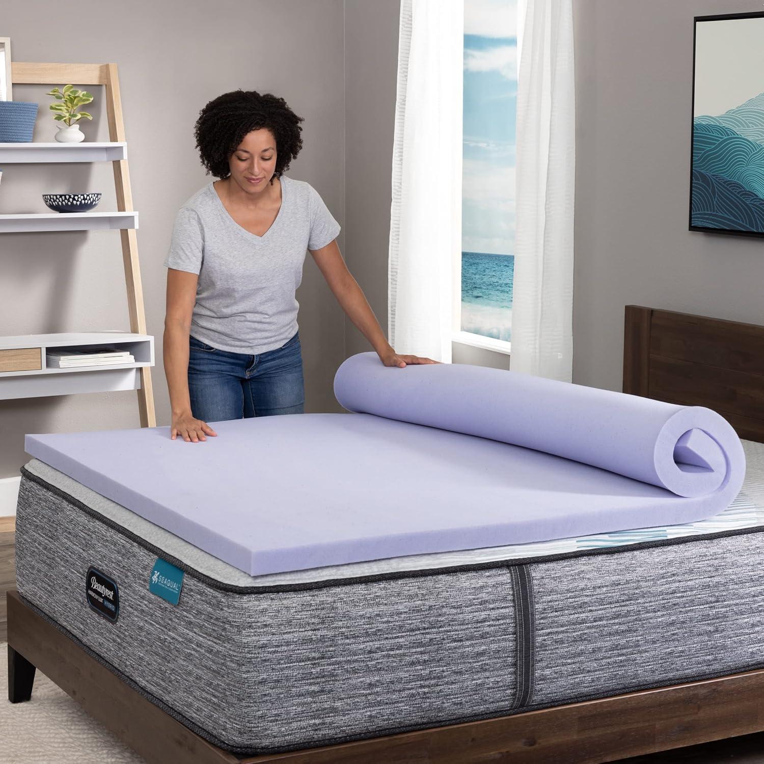 Beautyrest 2" Aloe Gel Memory Foam Mattress Topper, Queen - Pressure Relieving