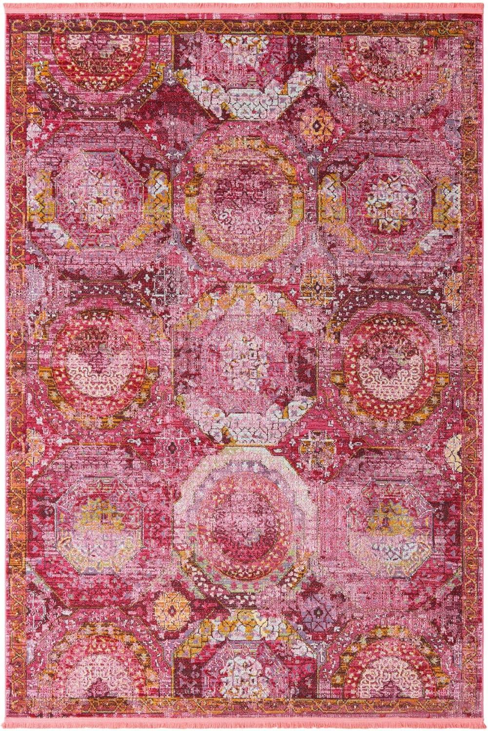 Unique Loom Baracoa Collection Area Rug - Coppelia (7'  x 10' Rectangle Pink/Ivory)