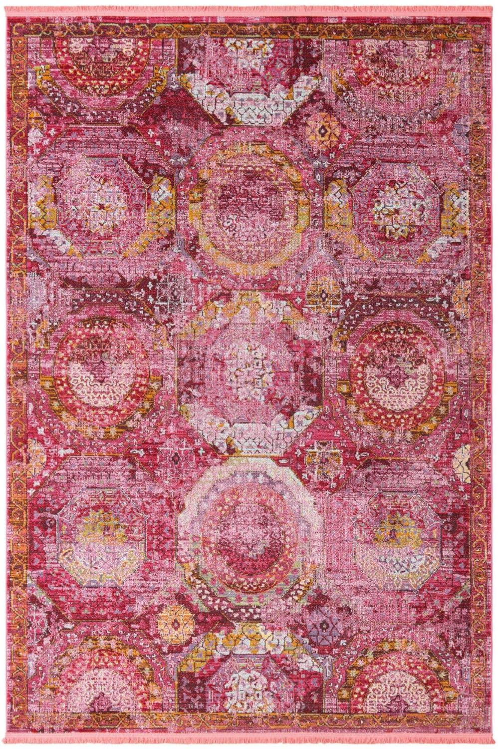 Unique Loom Baracoa Collection Area Rug - Coppelia (7' x 10' Rectangle Pink/Ivory)