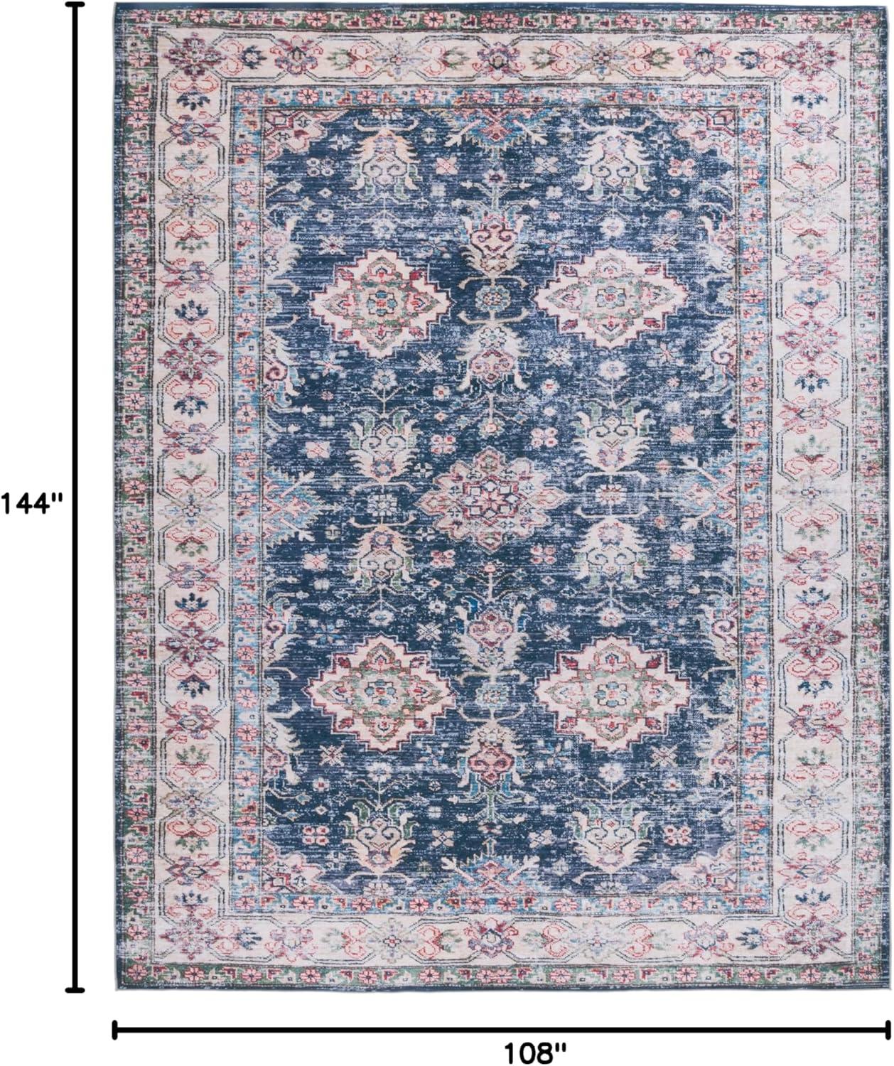 Tucson Vintage Persian TSN196 Power Loomed Machine Washable Skid-Resistant Indoor Area Rug - Navy/Beige - 9'x12' - Safavieh