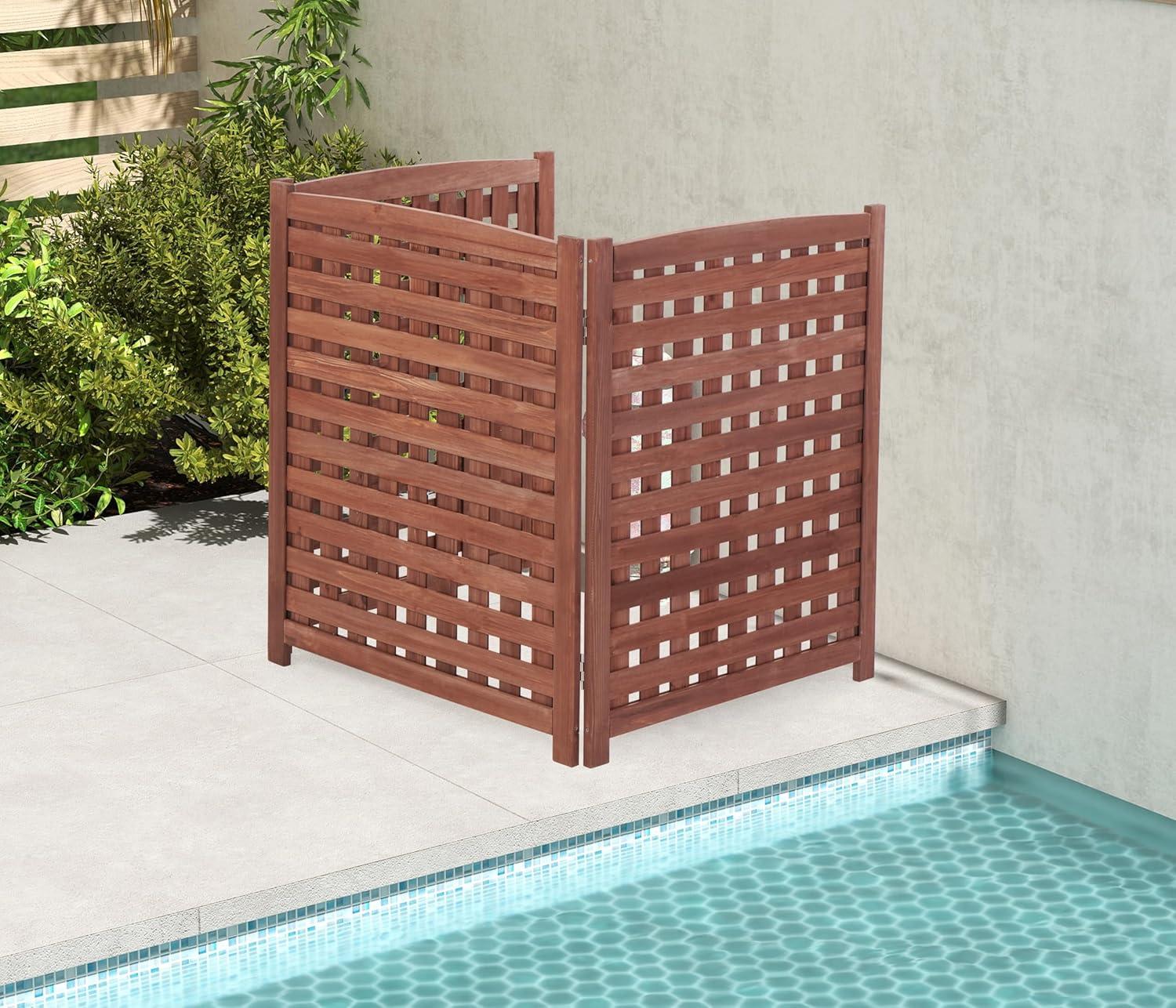 3-Panel Outdoor Air Conditioner Fence Screen, Outside Wood Privacy Fence, 32" W x 38" H