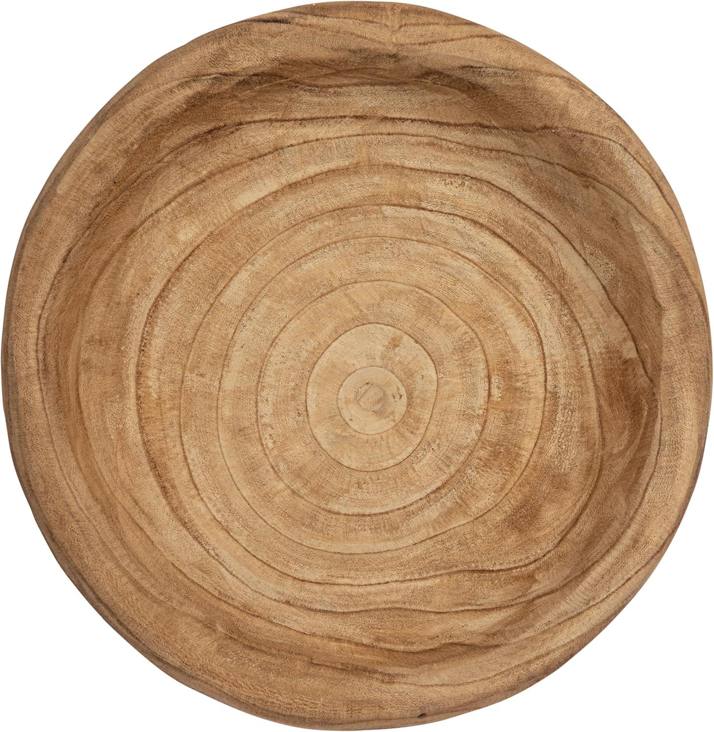 Round Decorative Paulownia Wood Bowl (19") - Storied Home: Hand-Made, Unique Centerpiece, Online-Exclusive