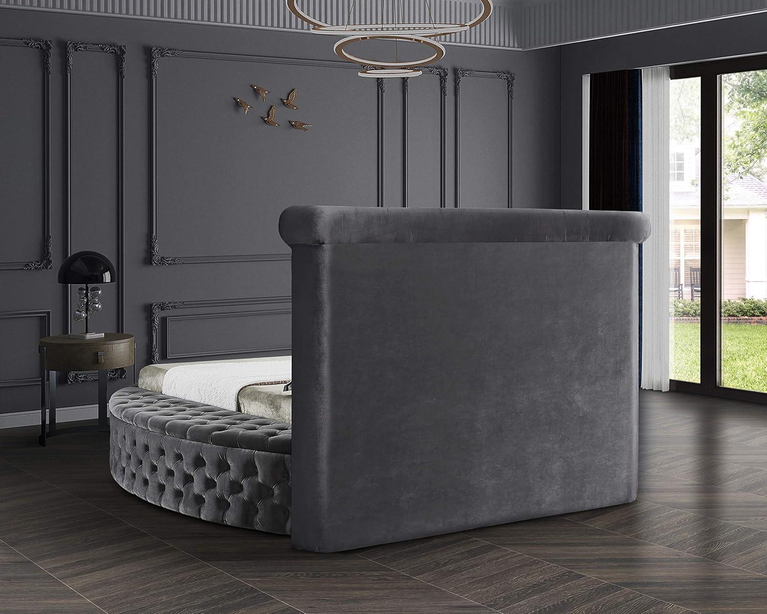 Meridian Furniture Luxus Gray Velvet King Bed