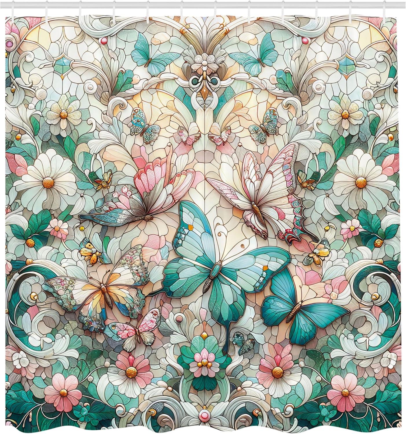 Abstract Shower Curtain, Retro Vertical Striped Background in Different Shades of Earthen Tones Image, Fabric Bathroom Set with Hooks, 69W X 70L Inches, Tan and Brown, by Ambesonne