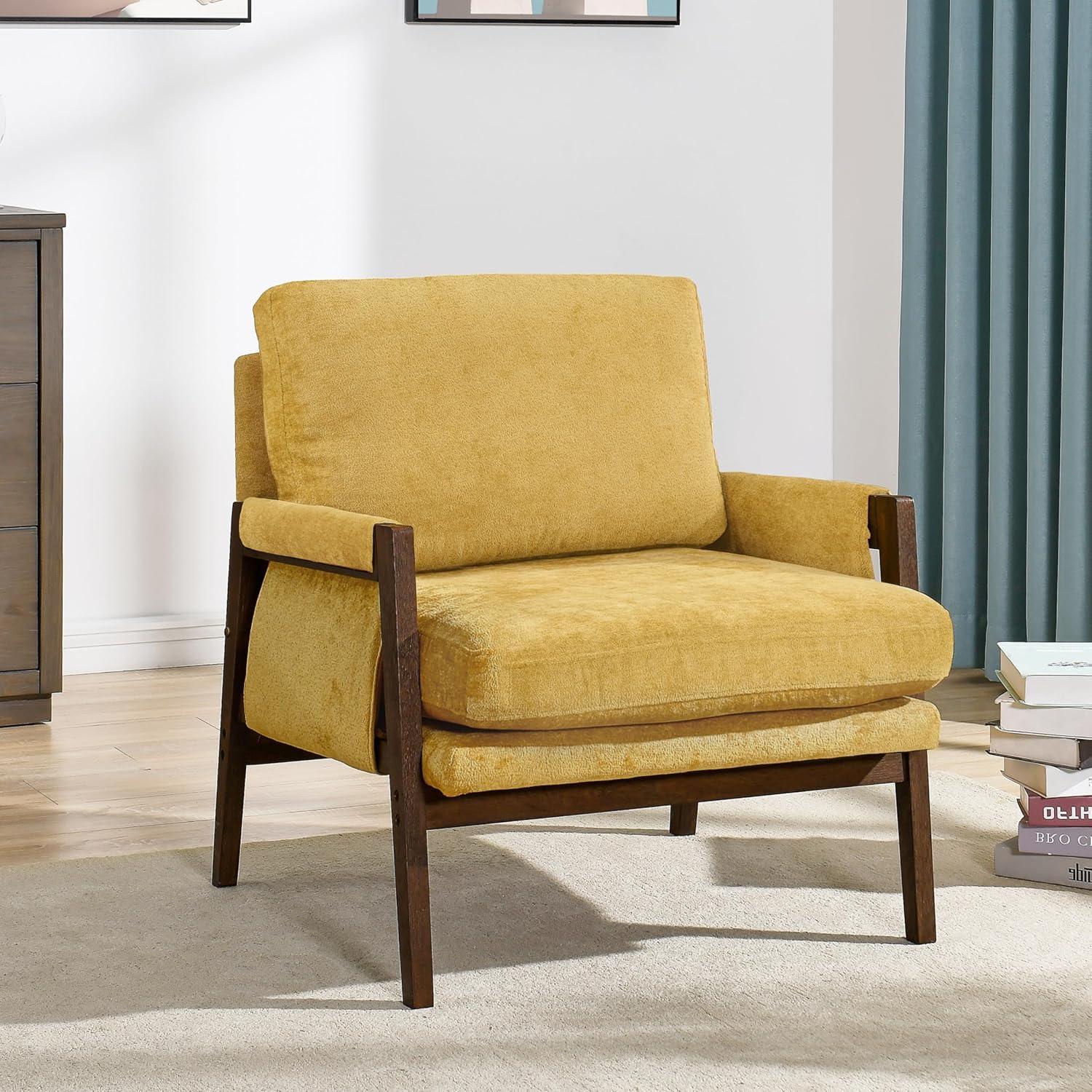 Roundhill Furniture Kelly Mid-Century Modern Velvet Accent Armchair