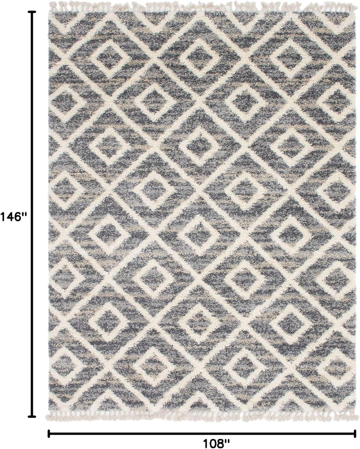 Gray Geometric Shag Synthetic 9' x 12' Area Rug