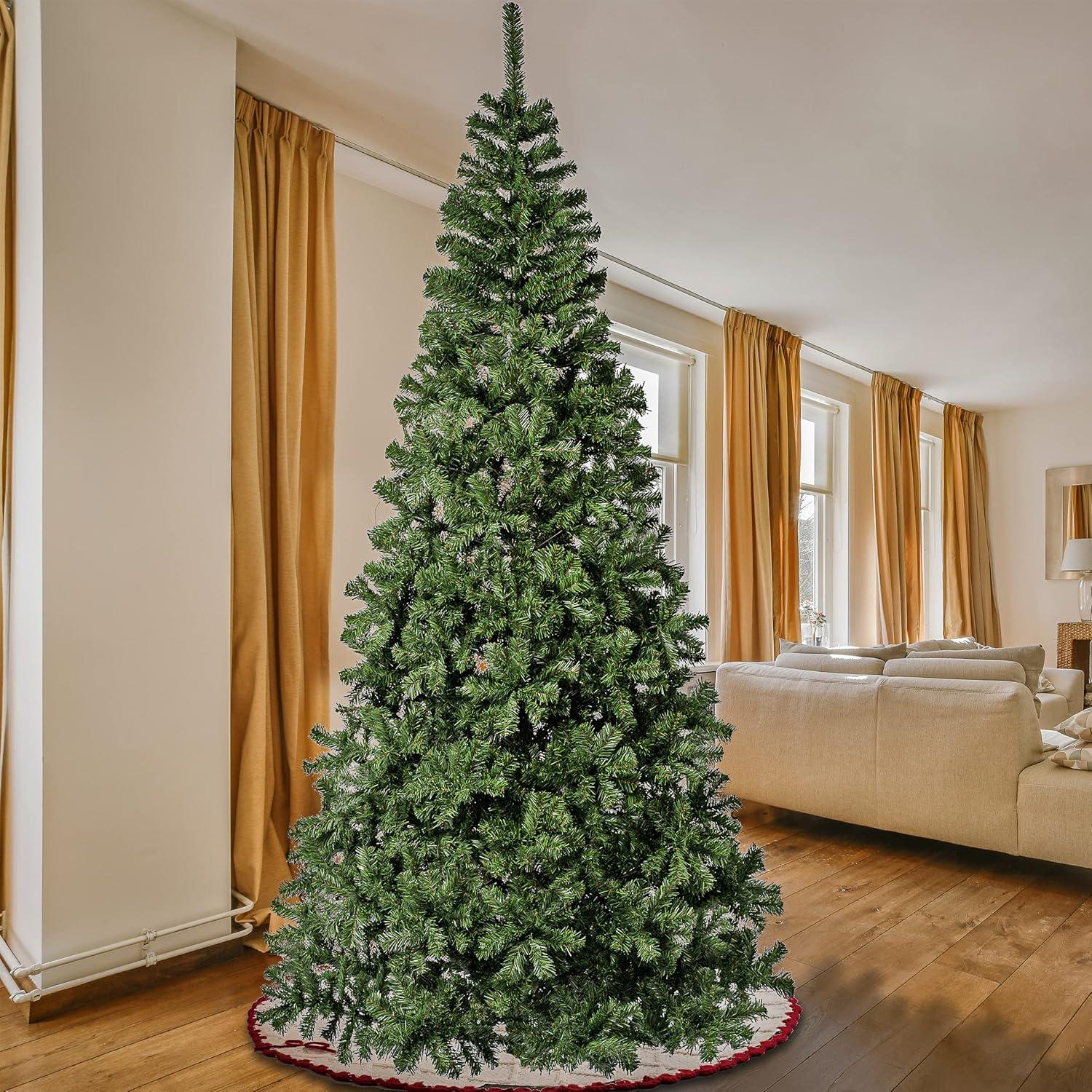 9' Green Linden Spruce Artificial Christmas Tree with Metal Stand