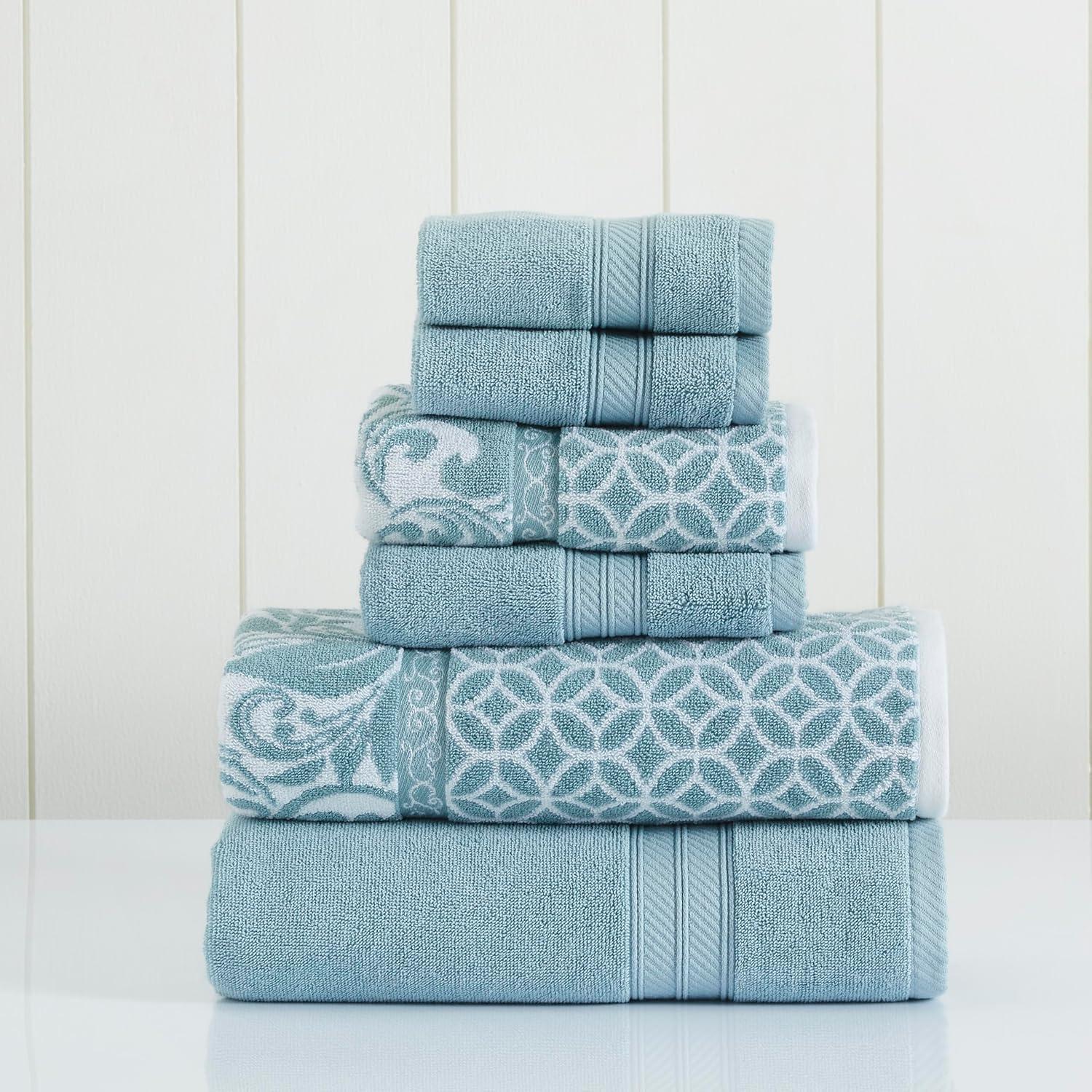 Sterling Blue Cotton Jacquard 6-Piece Towel Set