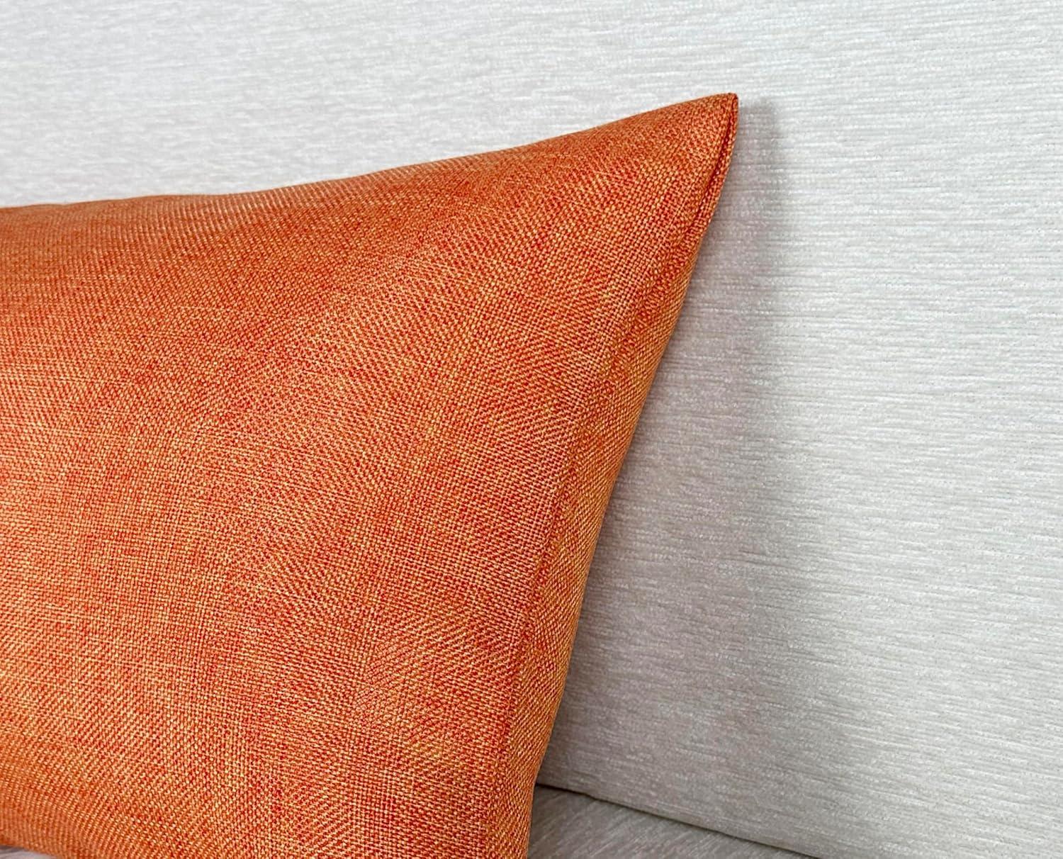 Aiking Home Woven Fine Faux Linen Throw Pillow Cover, size 14"x26", Orange