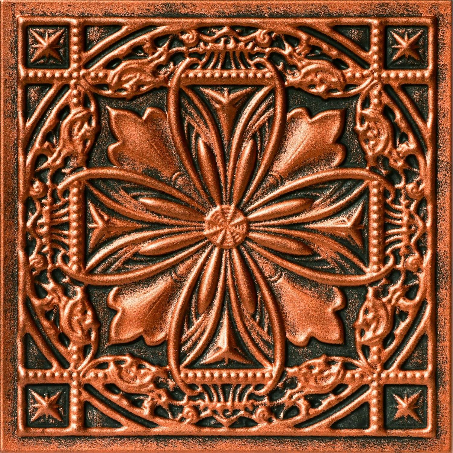 Lucas's Shield 19.63'' Antique Copper Polystyrene Ceiling Tile