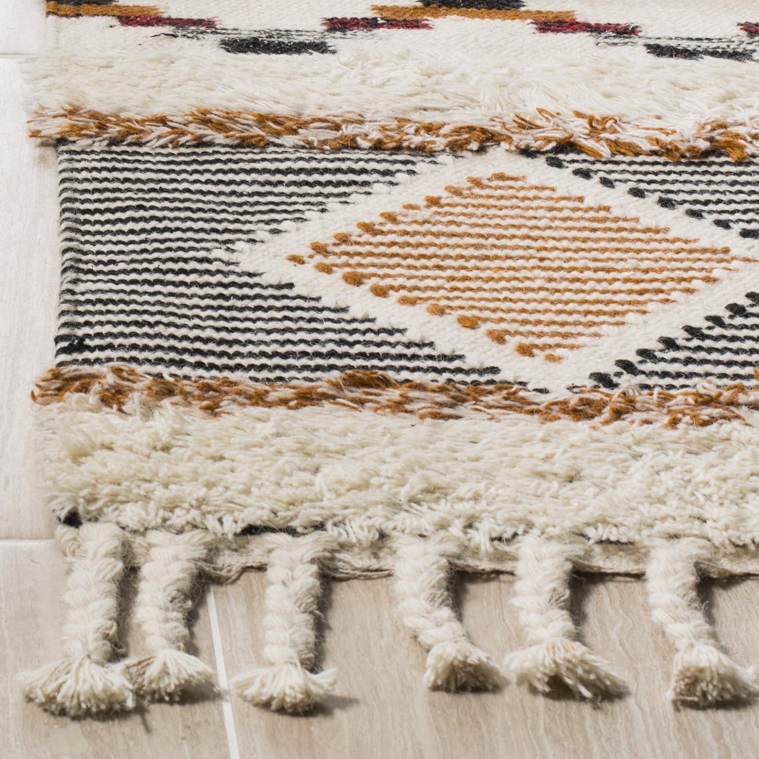 Kenya KNY904 Hand Knotted Runner Rug - Ivory/Black-Orange - 2'3"x8' - Safavieh.