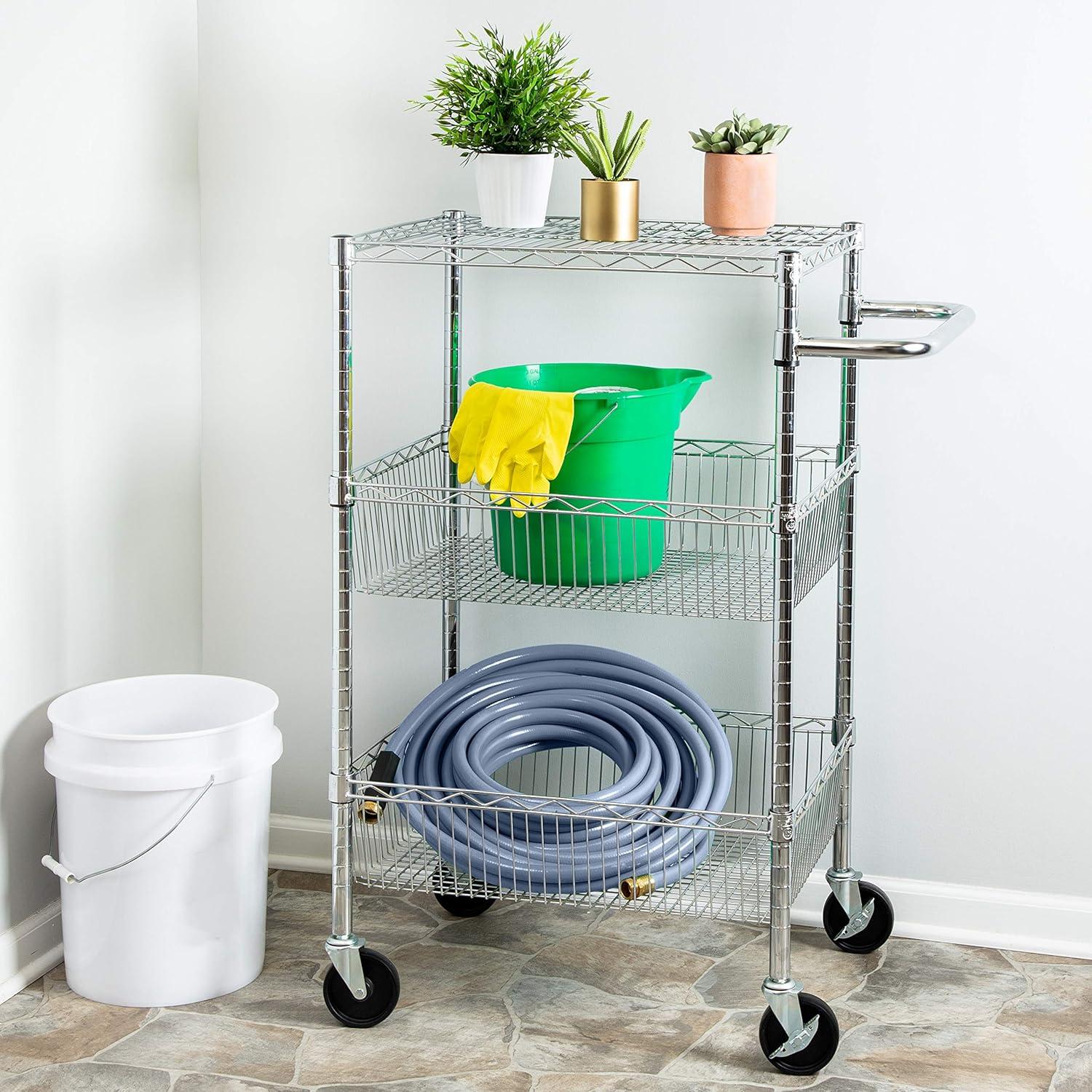 Honey Can Do 3 Shelf Chrome Storage Cart, Chrome