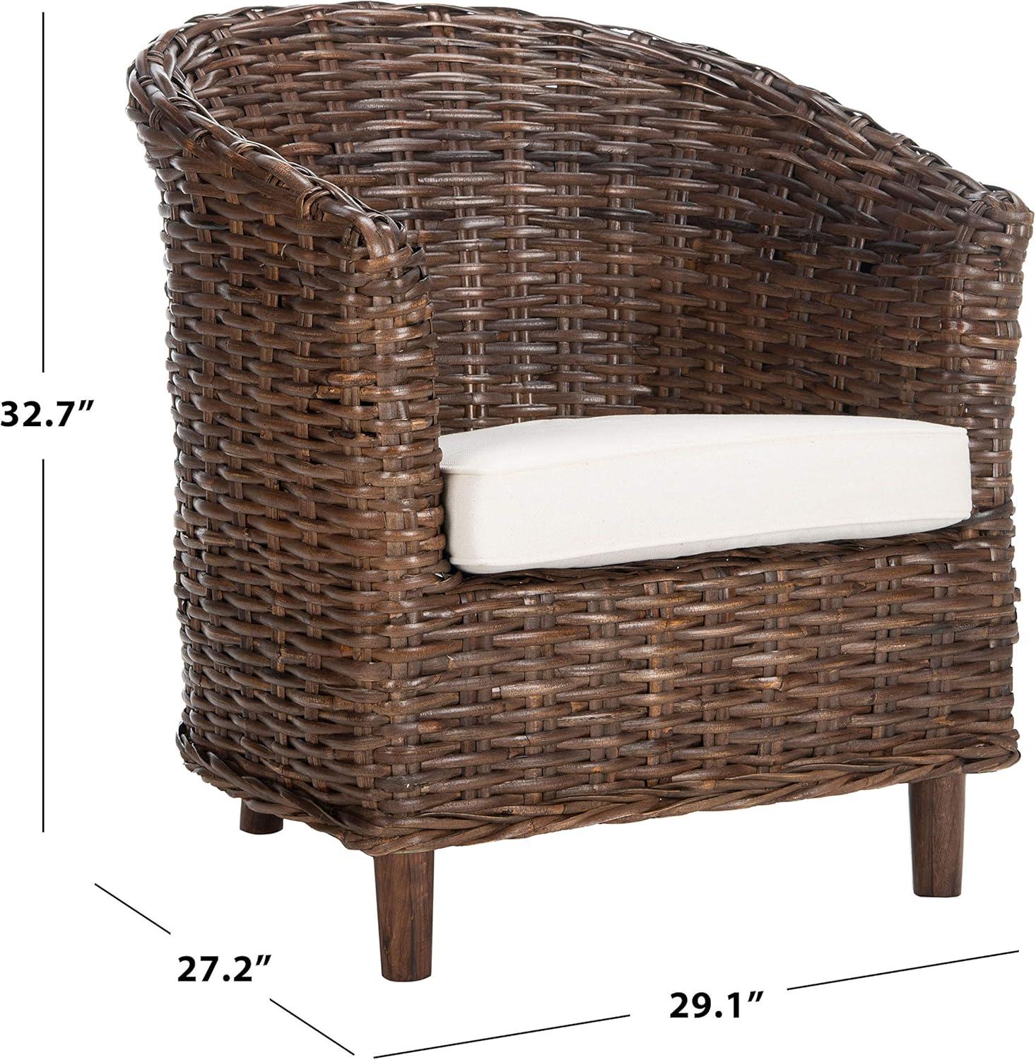 Omni Barrel Chair - FOX6501 - White/Brown - Safavieh