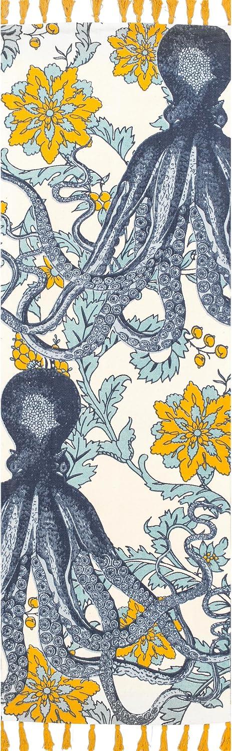 Thomas Paul Thomas Paul Octopus Tasseled Blue/Yellow Area Rug