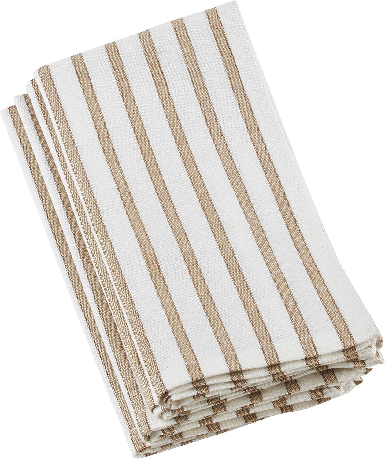 Natural Cotton Striped Table Napkins Set of 4