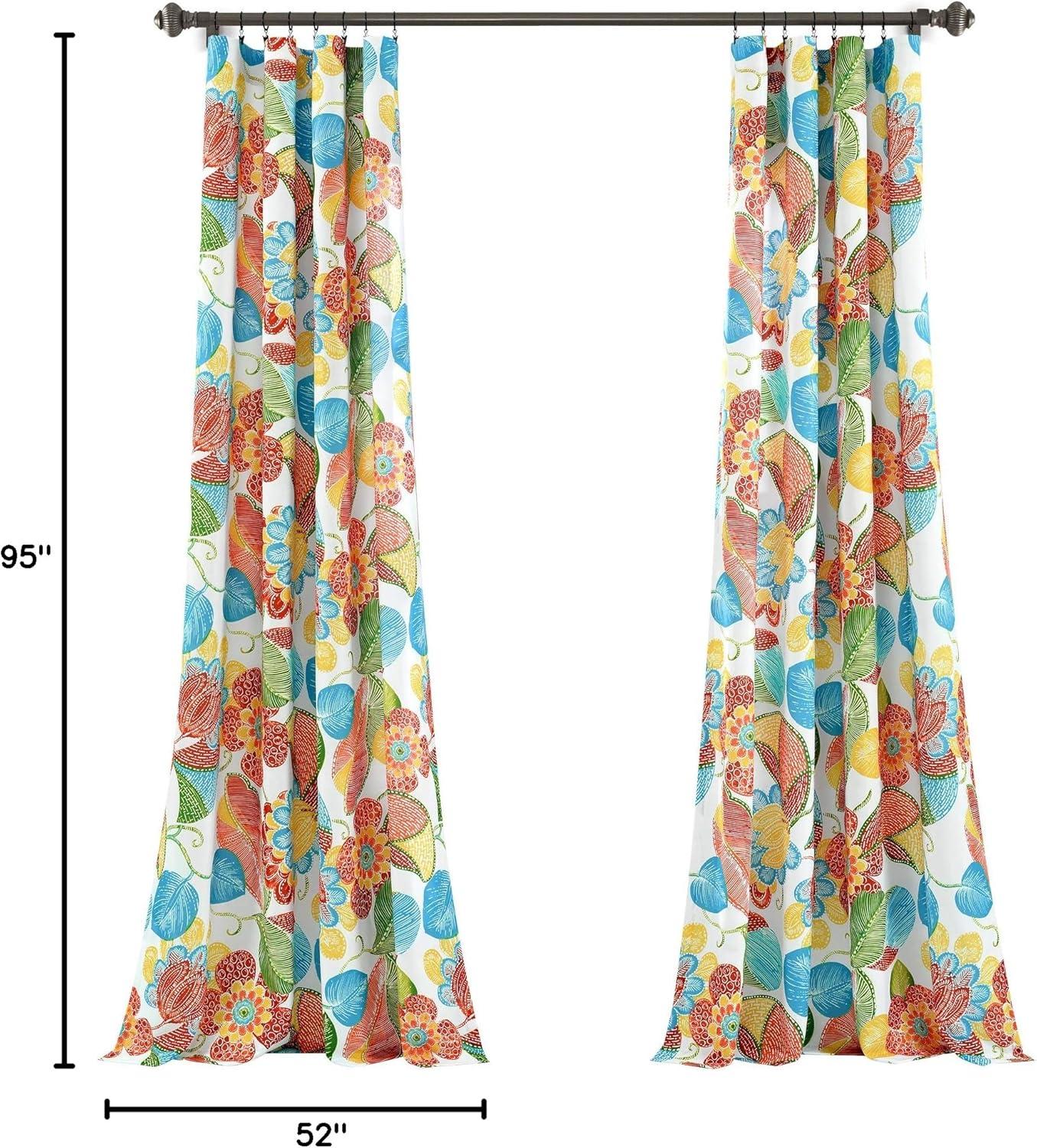 Set of 2 Layla Light Filtering Window Curtain Panels Orange/Blue - Lush Décor