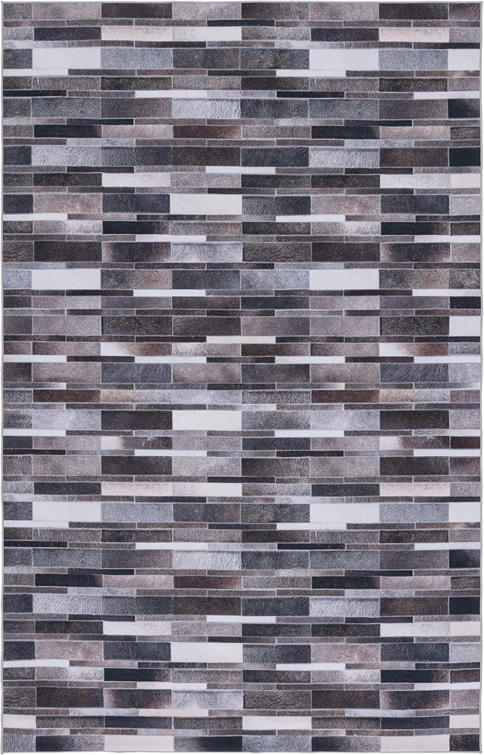 Faux Hide FAH542 Power Loomed Machine Washable Area Rug - Ivory/Grey - 3'x5' - Safavieh.