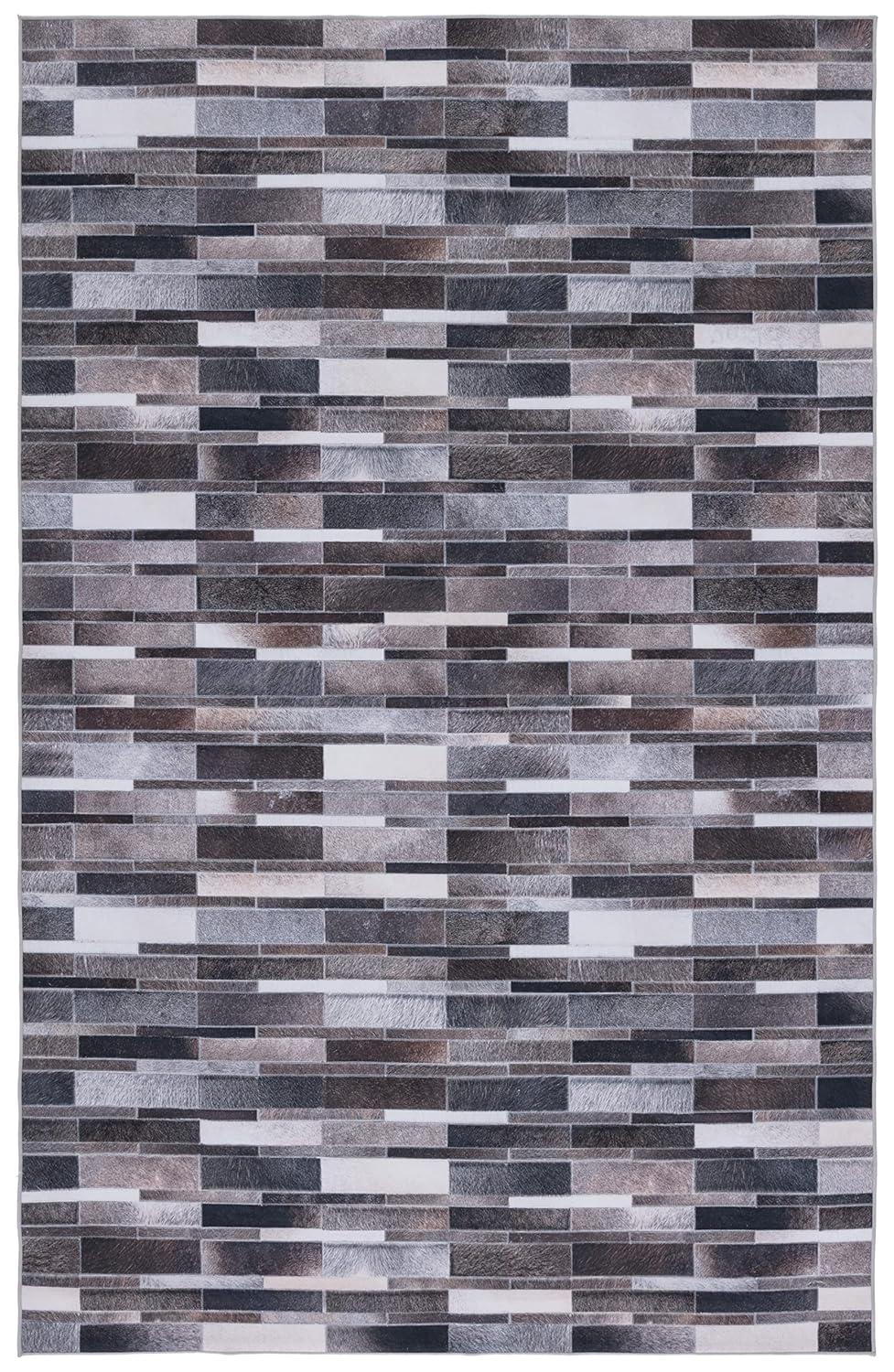 Faux Hide FAH542 Power Loomed Machine Washable Area Rug - Ivory/Grey - 3'x5' - Safavieh.