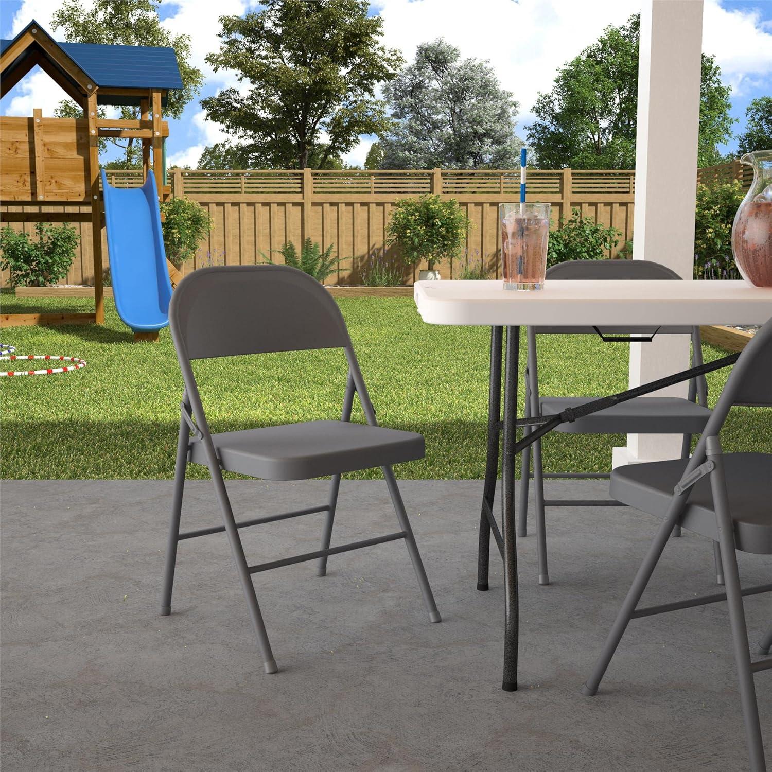 COSCO All- Steel Folding Chair, 4-Pack, Gray