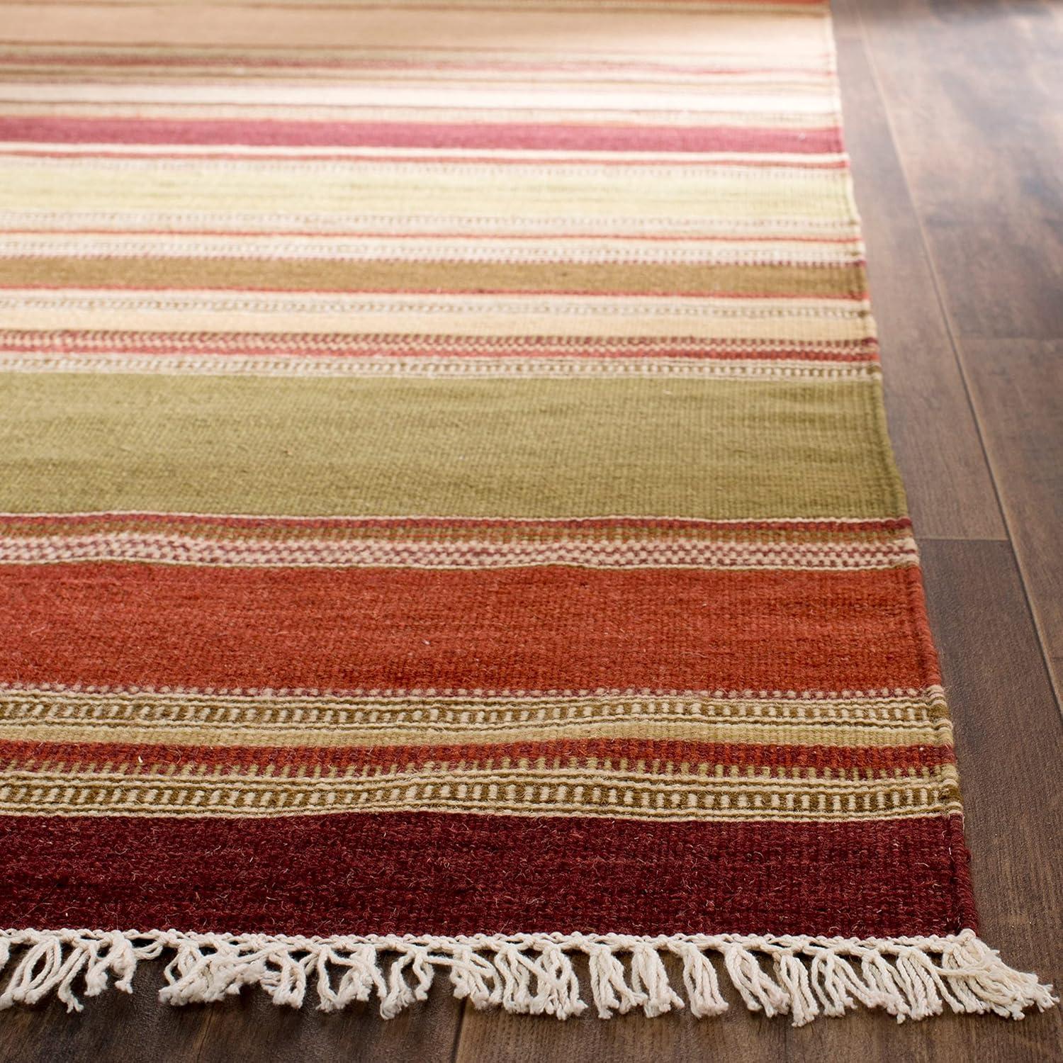 Striped Kilim STK311 Hand Woven Area Rug - Beige - 4'x6' - Safavieh.