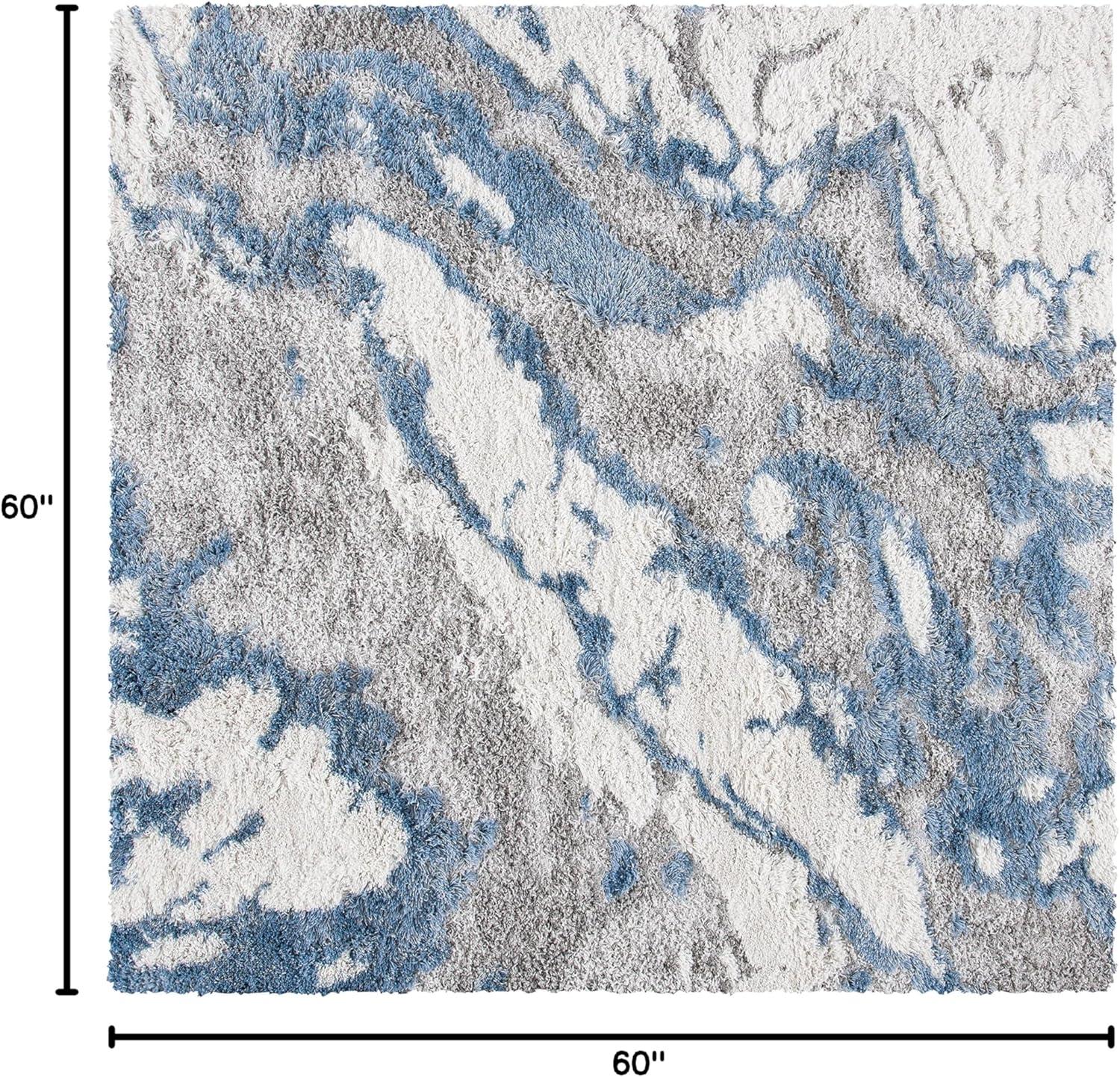 Horizon Shag 800 HZN890 Machine Made Area Rug - 5'x5' - Grey/Blue - Safavieh