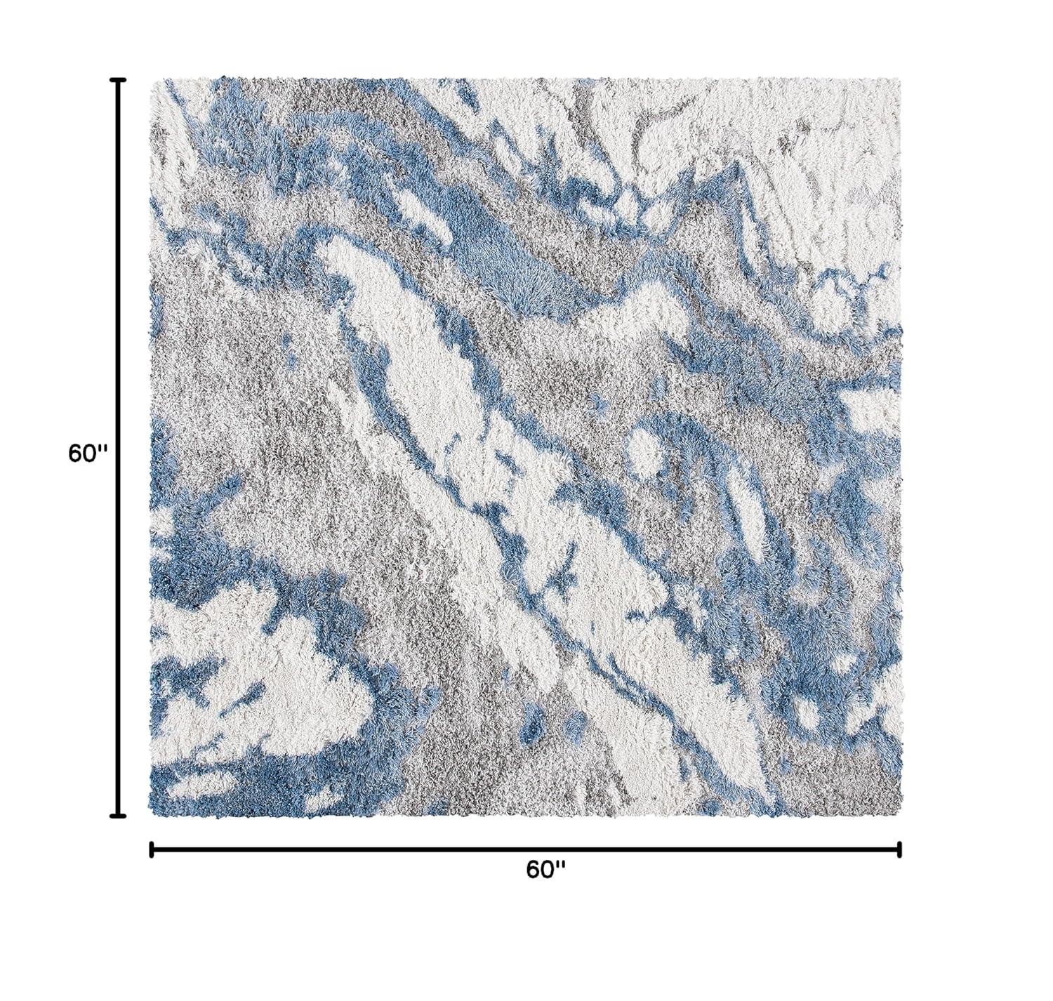 Horizon Shag 800 HZN890 Machine Made Area Rug - 5'x5' - Grey/Blue - Safavieh