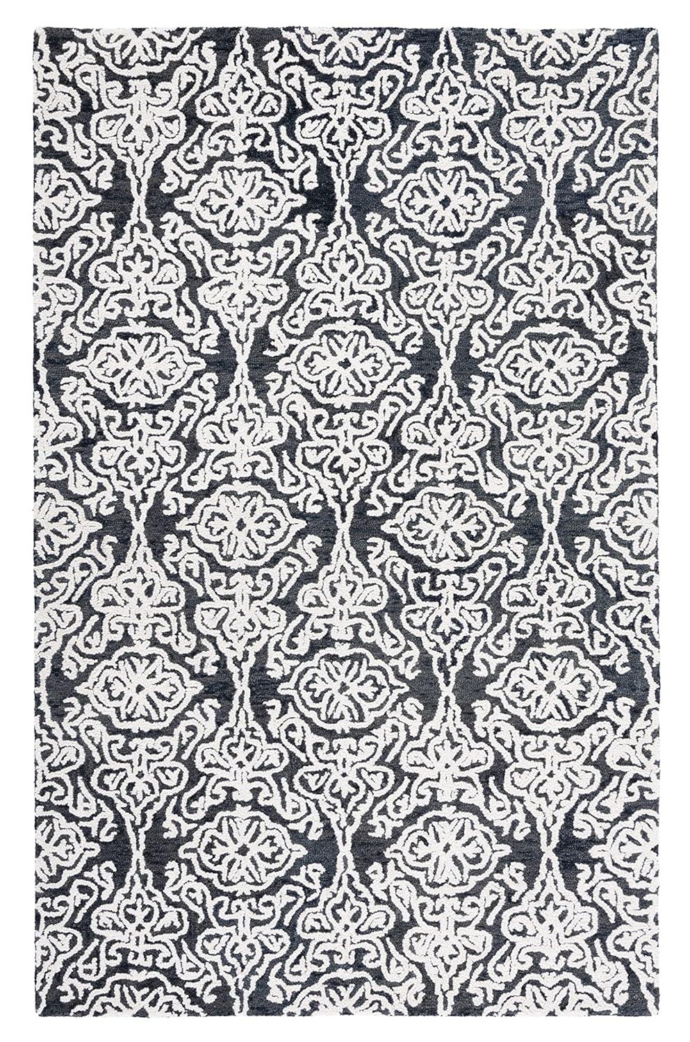 Blossom BLM112 Hand Tufted Indoor Area Rug - Silver/Ivory - 8'x10' - Safavieh