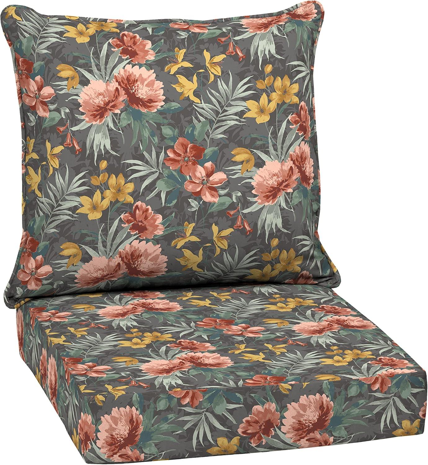 Phoebe Grey Floral Outdoor Deep Seat Cushion Set