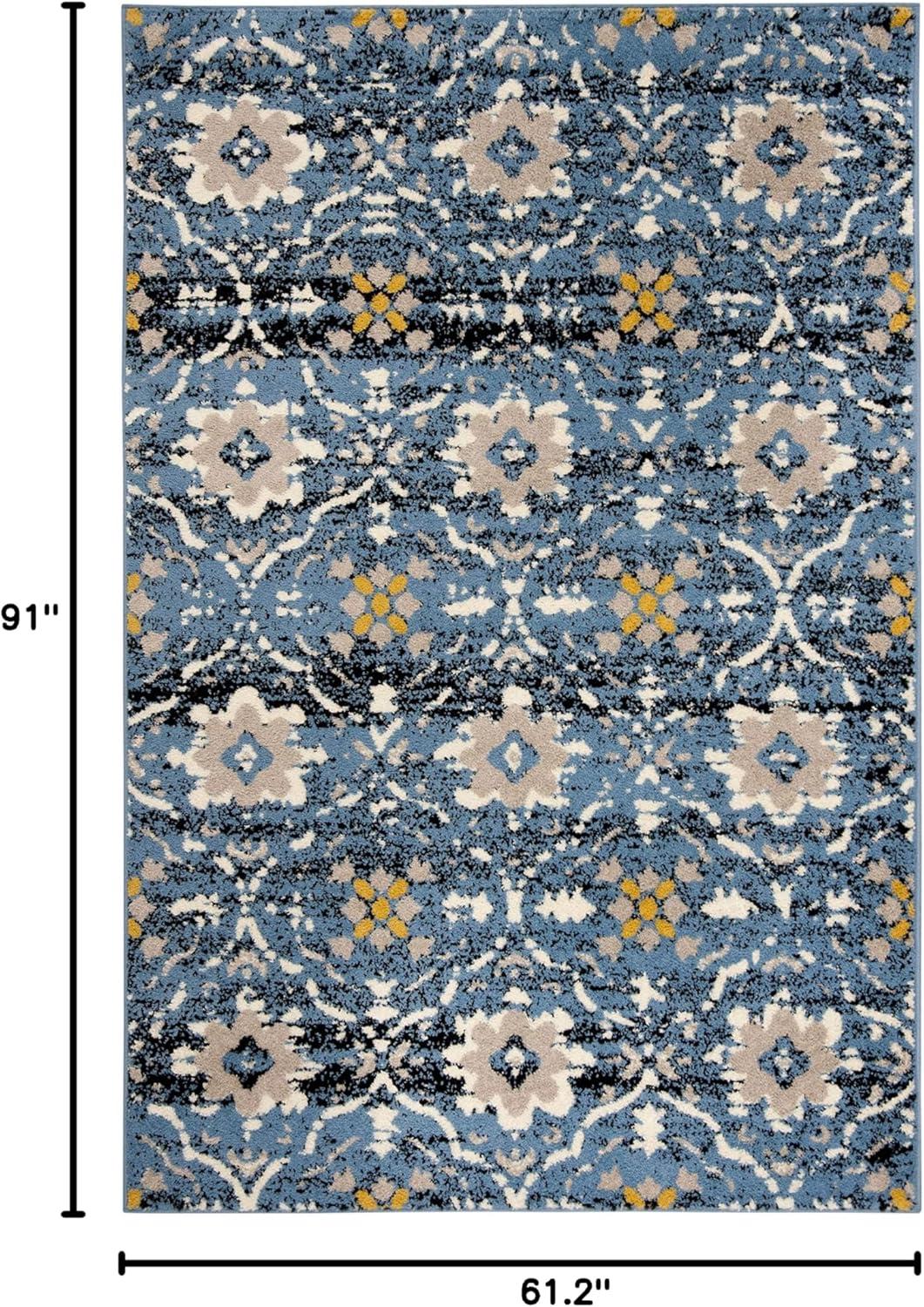 SAFAVIEH Amsterdam Karenza Geometric Floral Area Rug, Blue/Cream, 5'1" x 7'6"