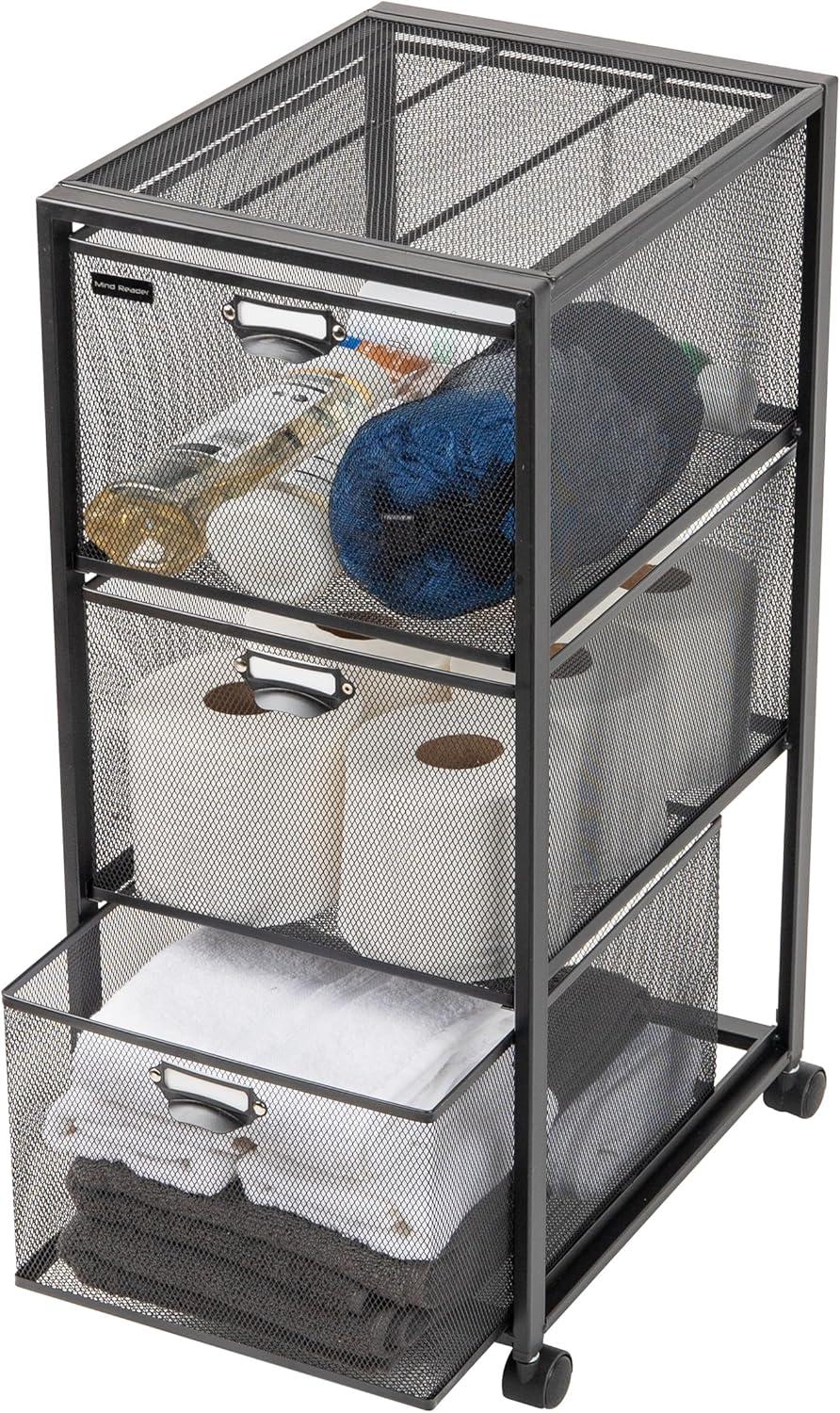 Rolling Cart with Drawers, Utility Cart, Craft Storage, Metal, 24.25"L x 15.25"W x26.25"H