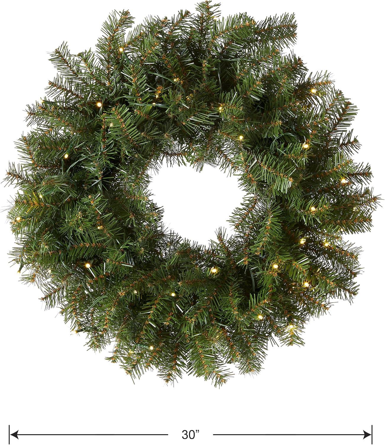 Norwood Fir 27" Pre-Lit Artificial Christmas Door Wreath with LED Lights