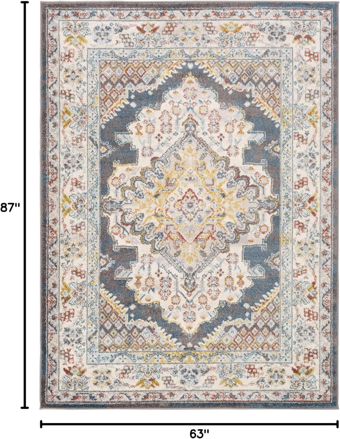 Livabliss Ankara Oriental Medallion Area Rug,5'3" x 7',Teal