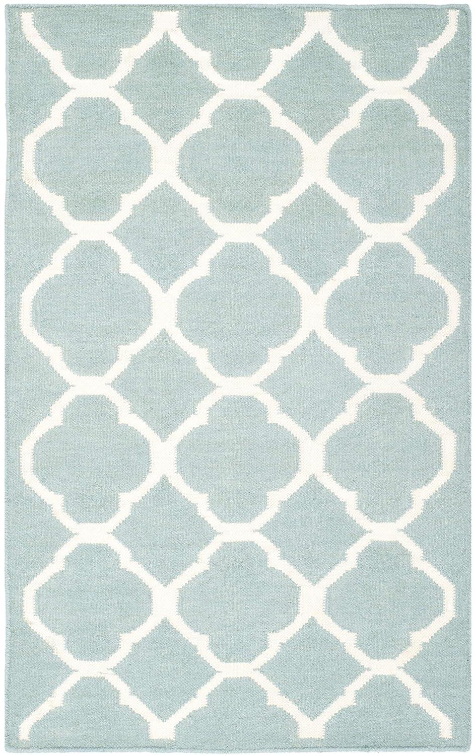 Dhurries DHU627 Hand Woven Accent Rug - Blue/Ivory - 2'6"x4' - Safavieh.