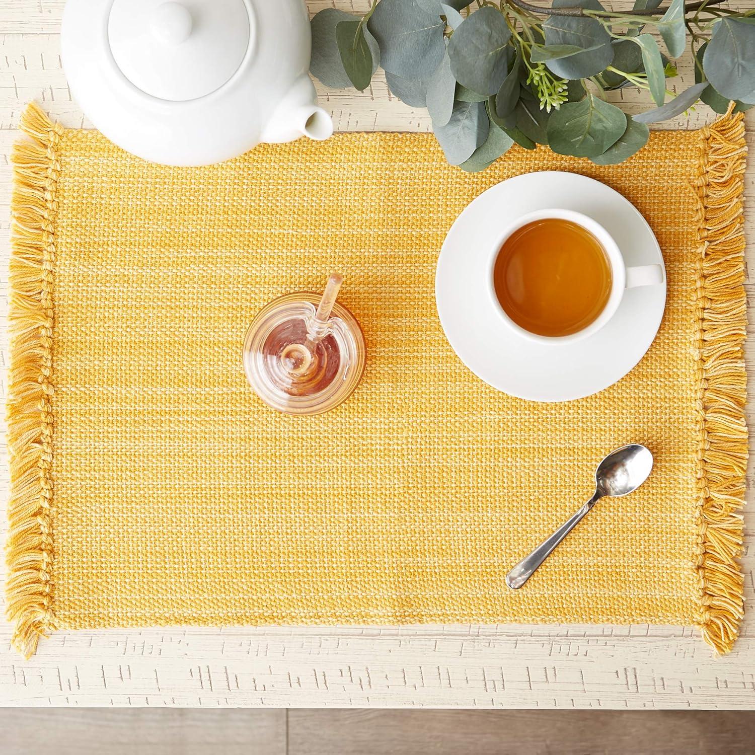 Apricot Cotton Fringe Rectangular Placemats Set of 6