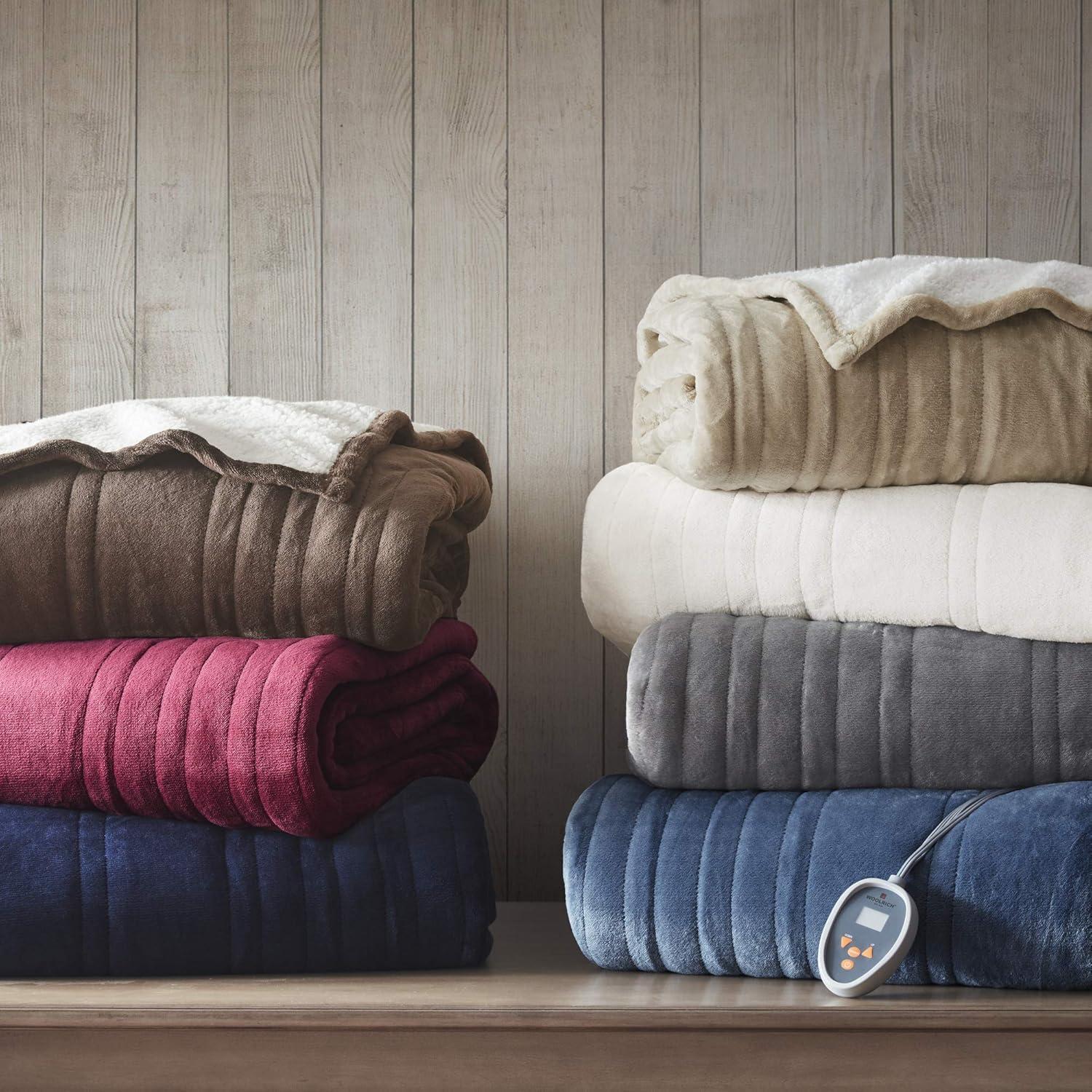 Woolrich Woolrich Heated Plush to Berber Sapphire Blue Blanket Queen