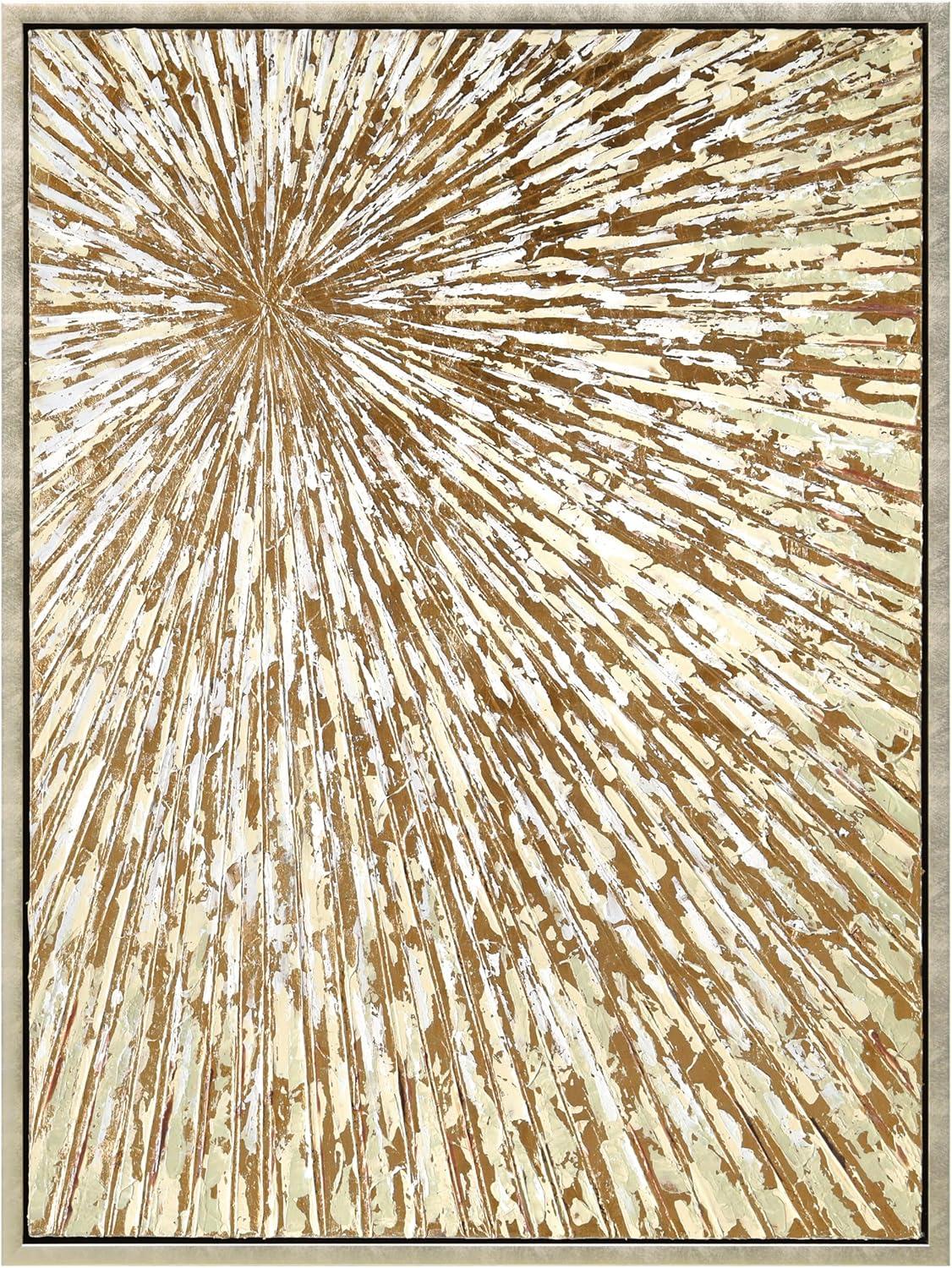 Empire Art Direct Radiant Burst Metallic Hand Painted Framed Canvas Wall Art with Gold Foil
