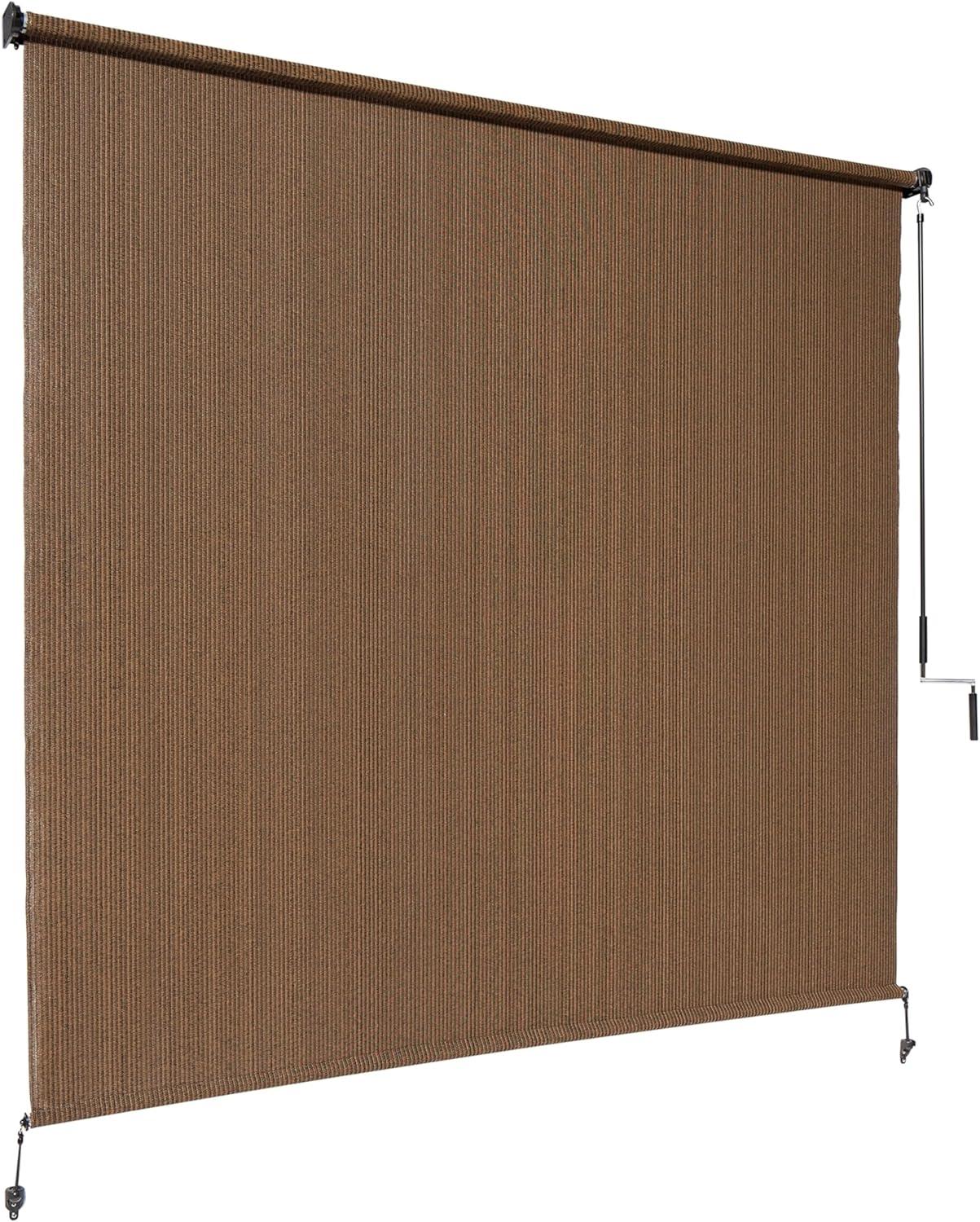 Coolaroo Exterior Roller Shade, Cordless Roller Shade with 90% UV Protection, No Valance, (6' W X 6' L), Mocha, 474768
