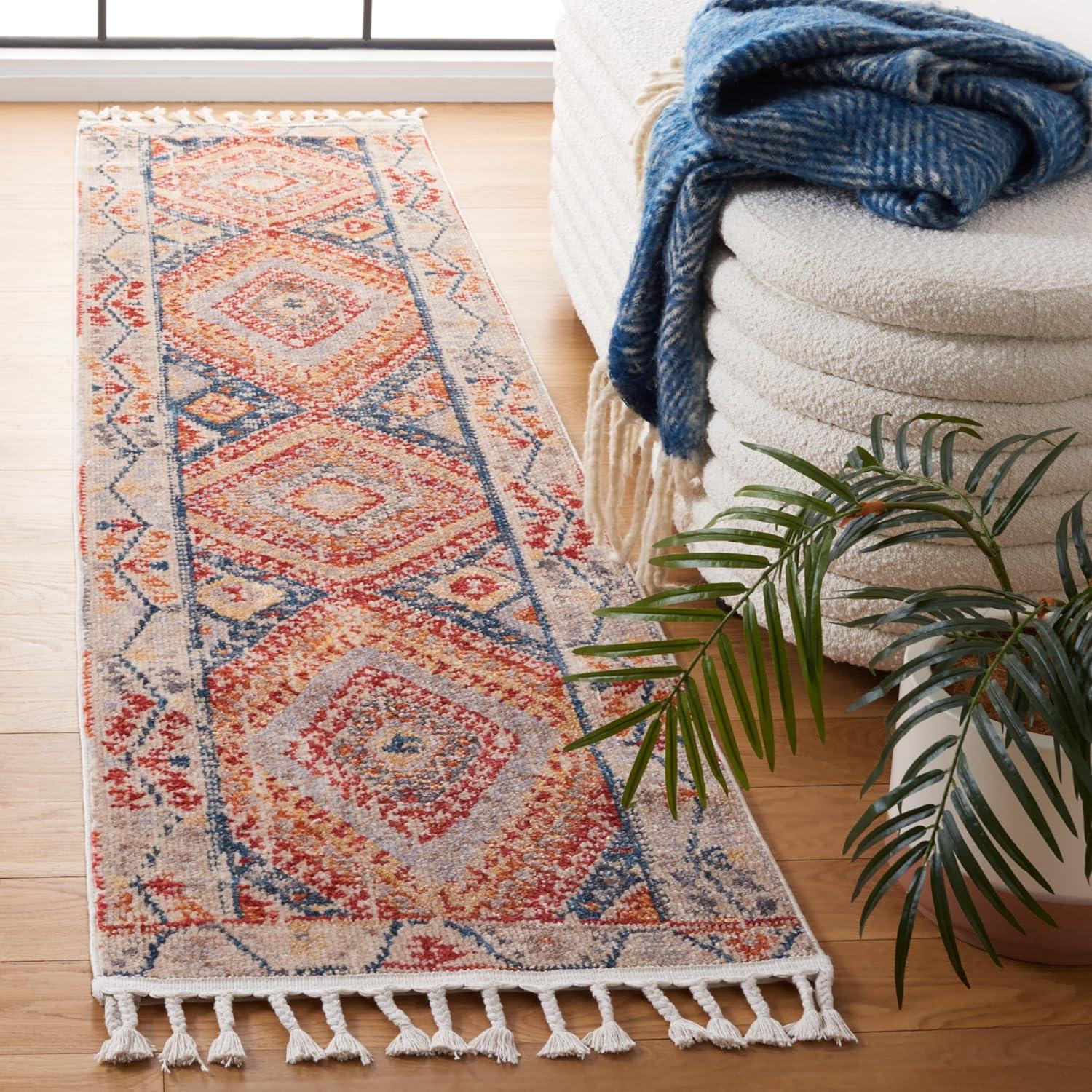 Farmhouse FMH816 Power Loomed Area Rug - Ivory/Navy - 4'0" X 5'4" - Safavieh.