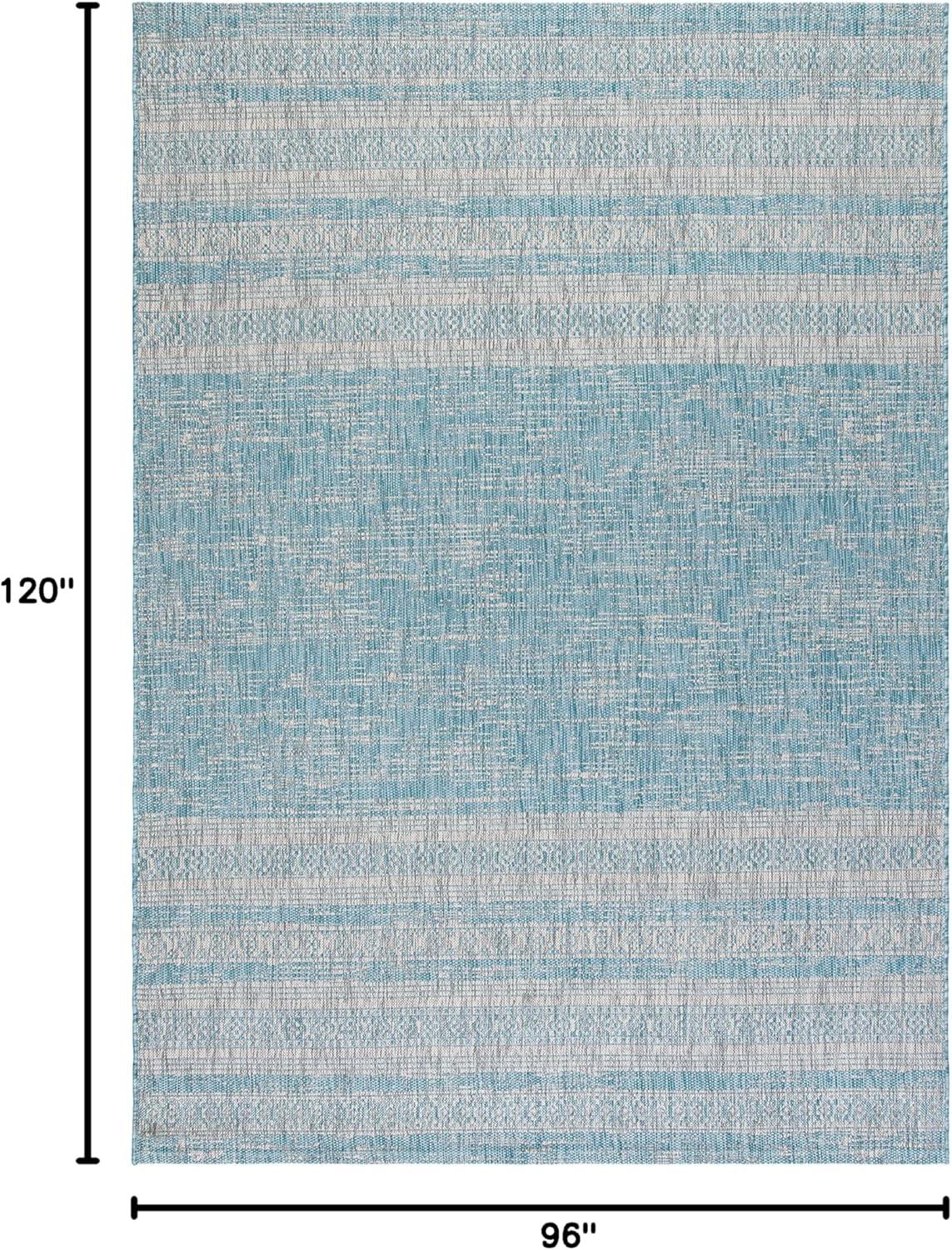 Courtyard CY8061 Power Loomed Indoor and Outdoor Area Rug - Aqua/Grey - 8'x10' - Safavieh