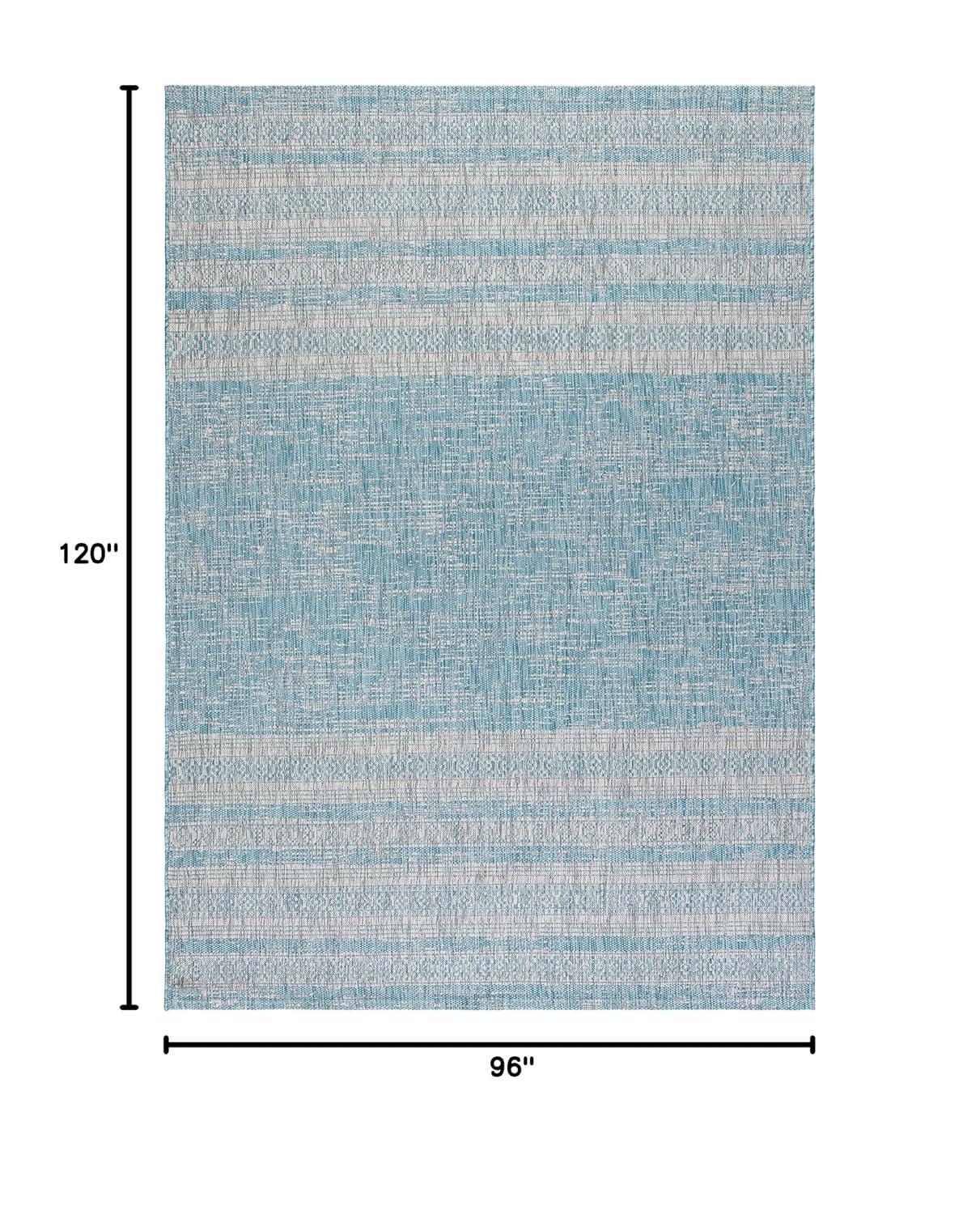 Courtyard CY8061 Power Loomed Indoor and Outdoor Area Rug - Aqua/Grey - 8'x10' - Safavieh