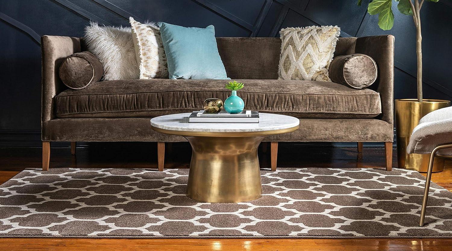 Unique Loom 4' 1 x 6' 1 Trellis Philadelphia Brown Area Rug